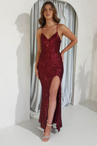 Sorella Bodycon Sequin Gown | Dark Red | Debs & Prom | Formal Gown | Oh Hello Clothing