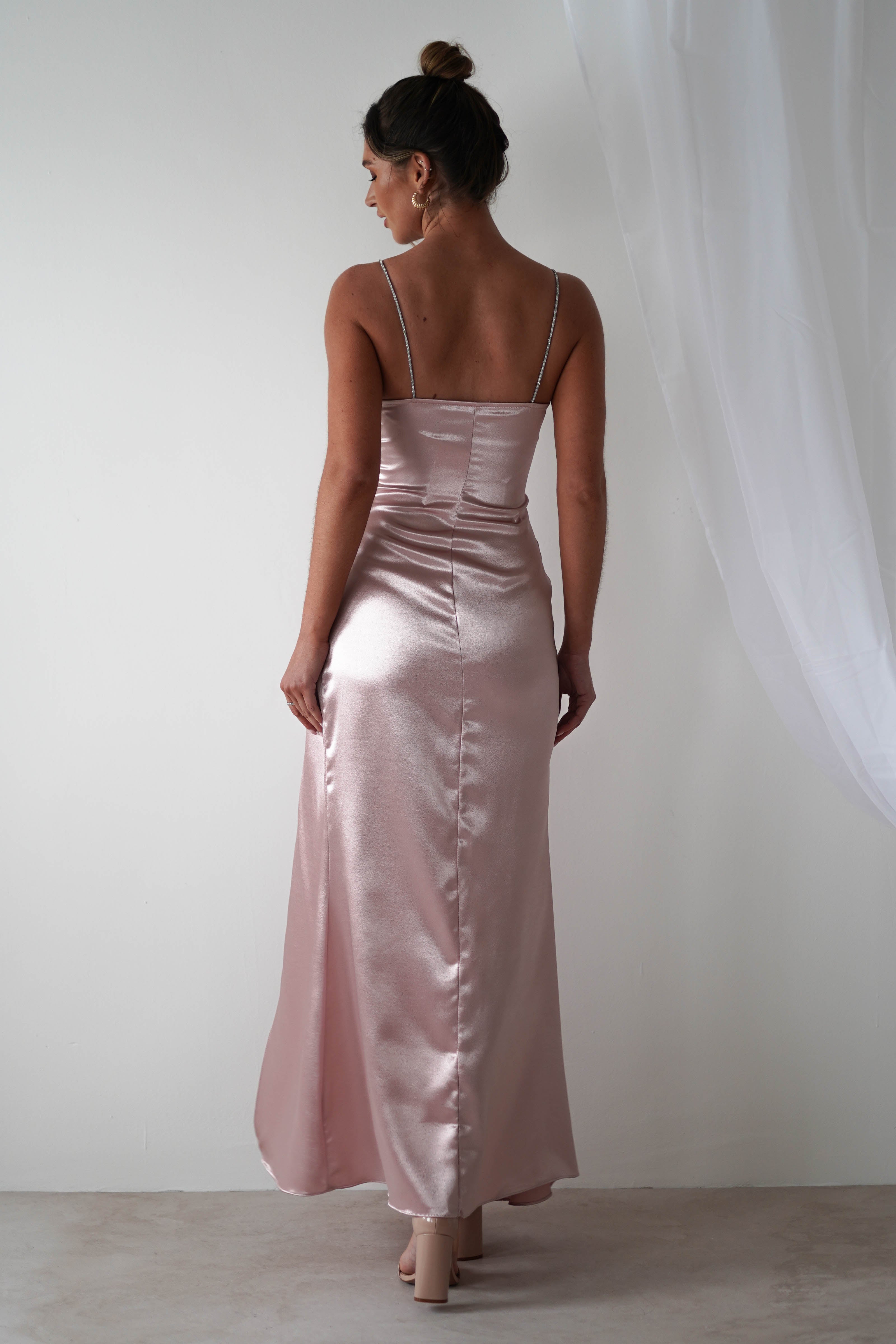 Melody Soft Satin Maxi Gown | Rose