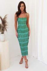 The Palm Printed Midi Dress | Green