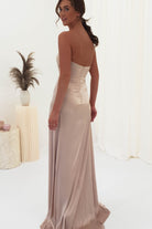 Krysta Soft Satin Long Strapless Gown | Champagne | Debs & Prom | Formal Gown | Oh Hello Clothing