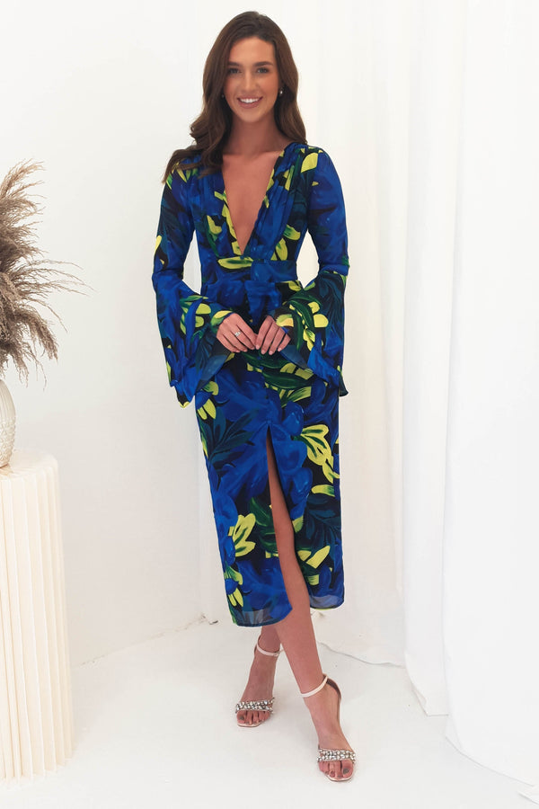 Tamara Printed Midi Dress | Blue Print