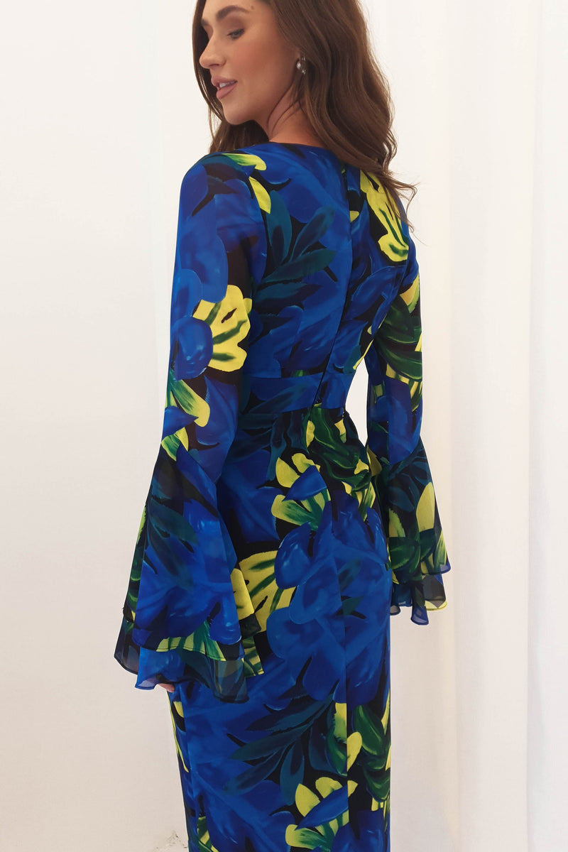 Tamara Printed Midi Dress | Blue Print