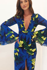 Tamara Printed Midi Dress | Blue Print