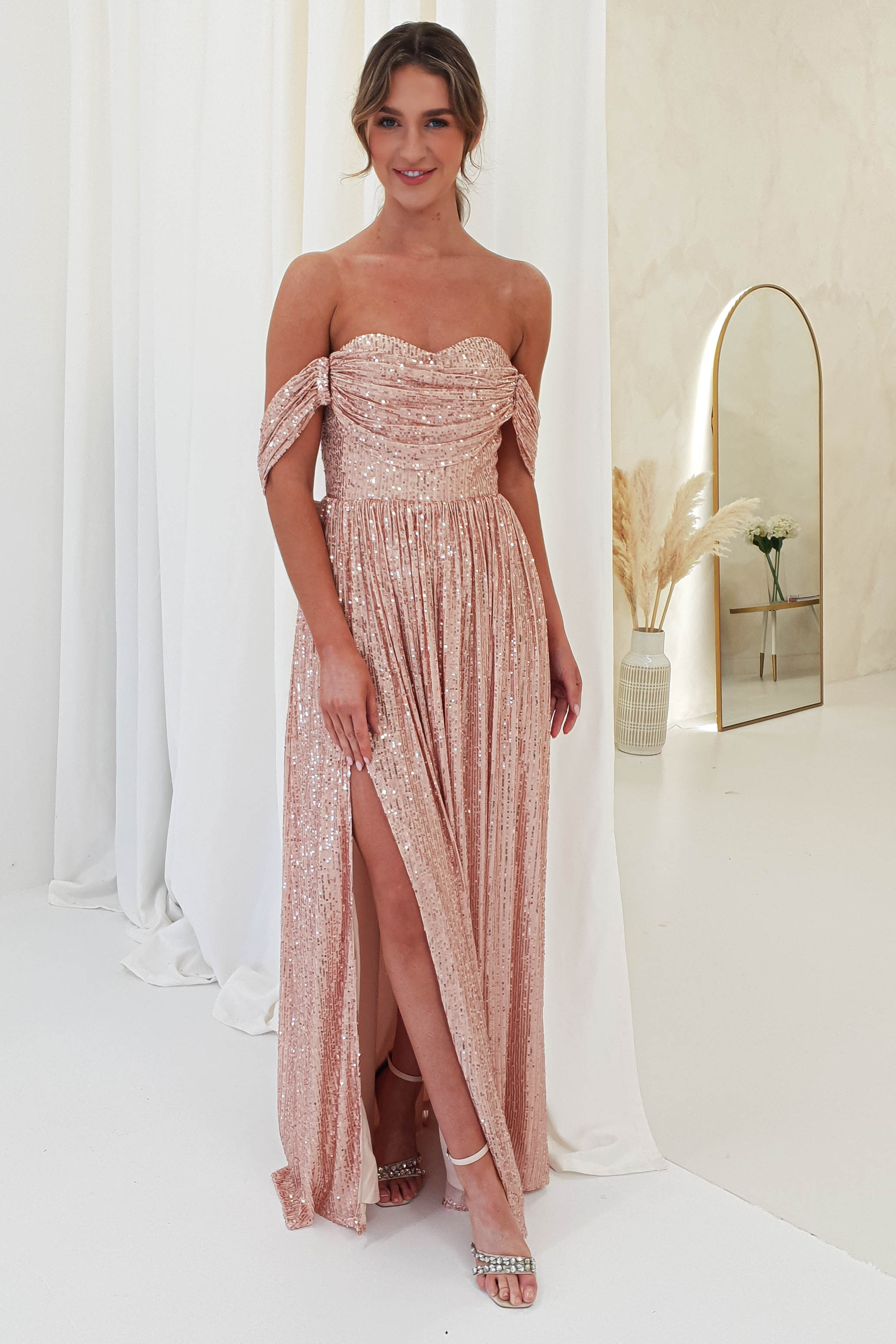 Juliet Sequin Maxi Gown | Rose Gold