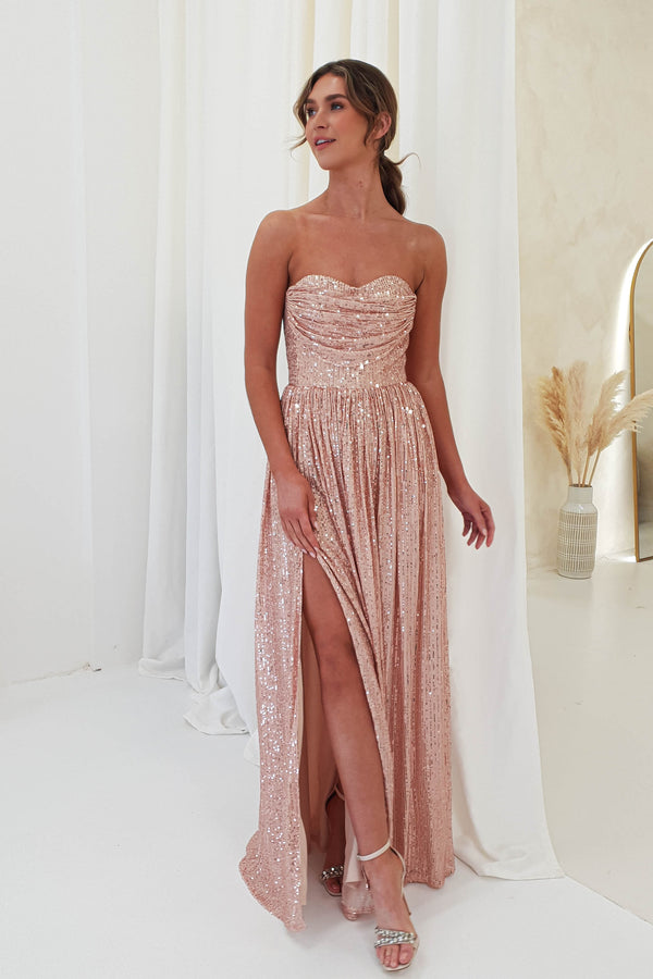 Juliet Sequin Maxi Gown | Rose Gold