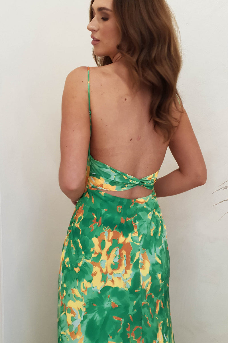 Nitha Printed Maxi Dress | Green Print