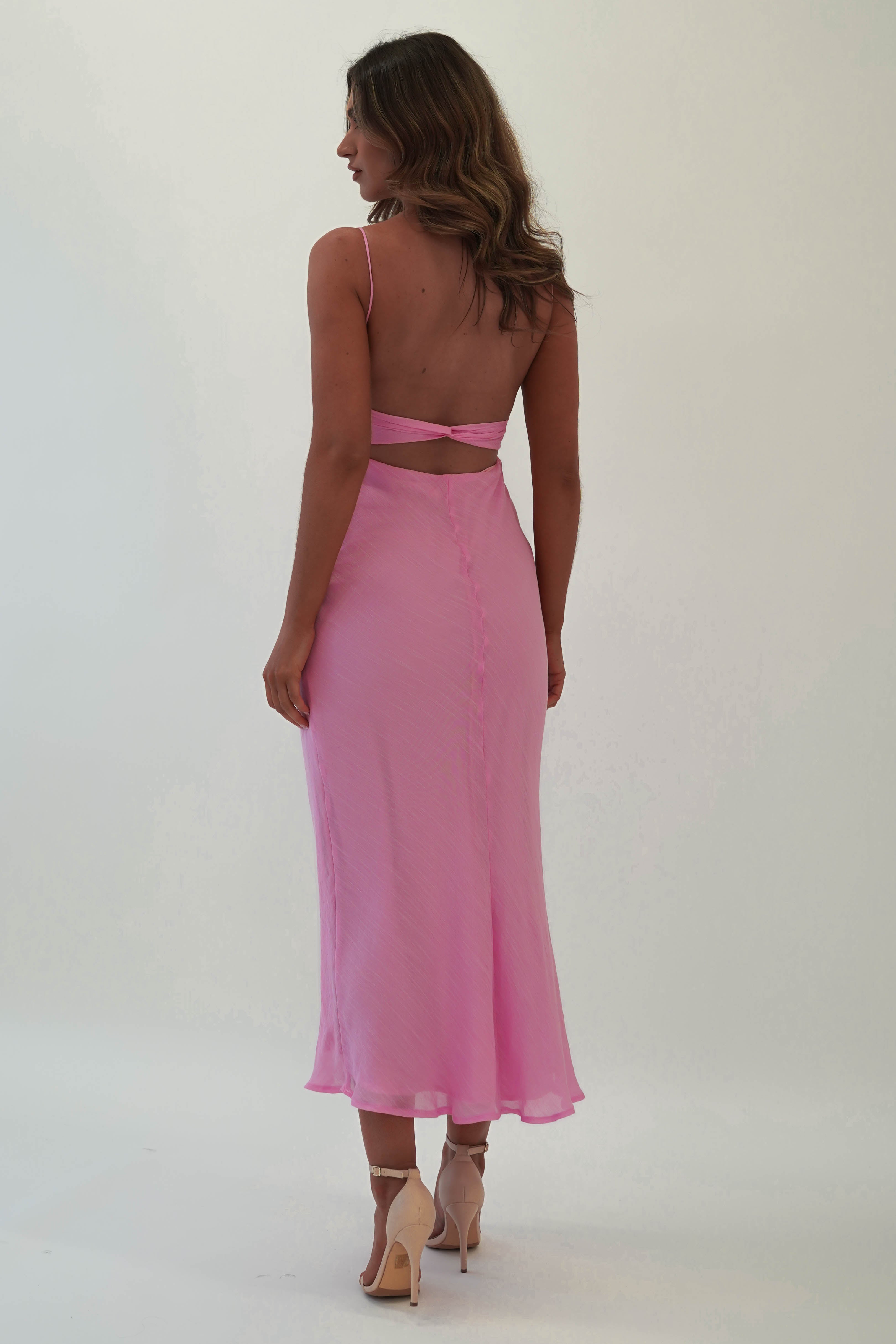 Maya Low Back Midaxi Dress | Pink