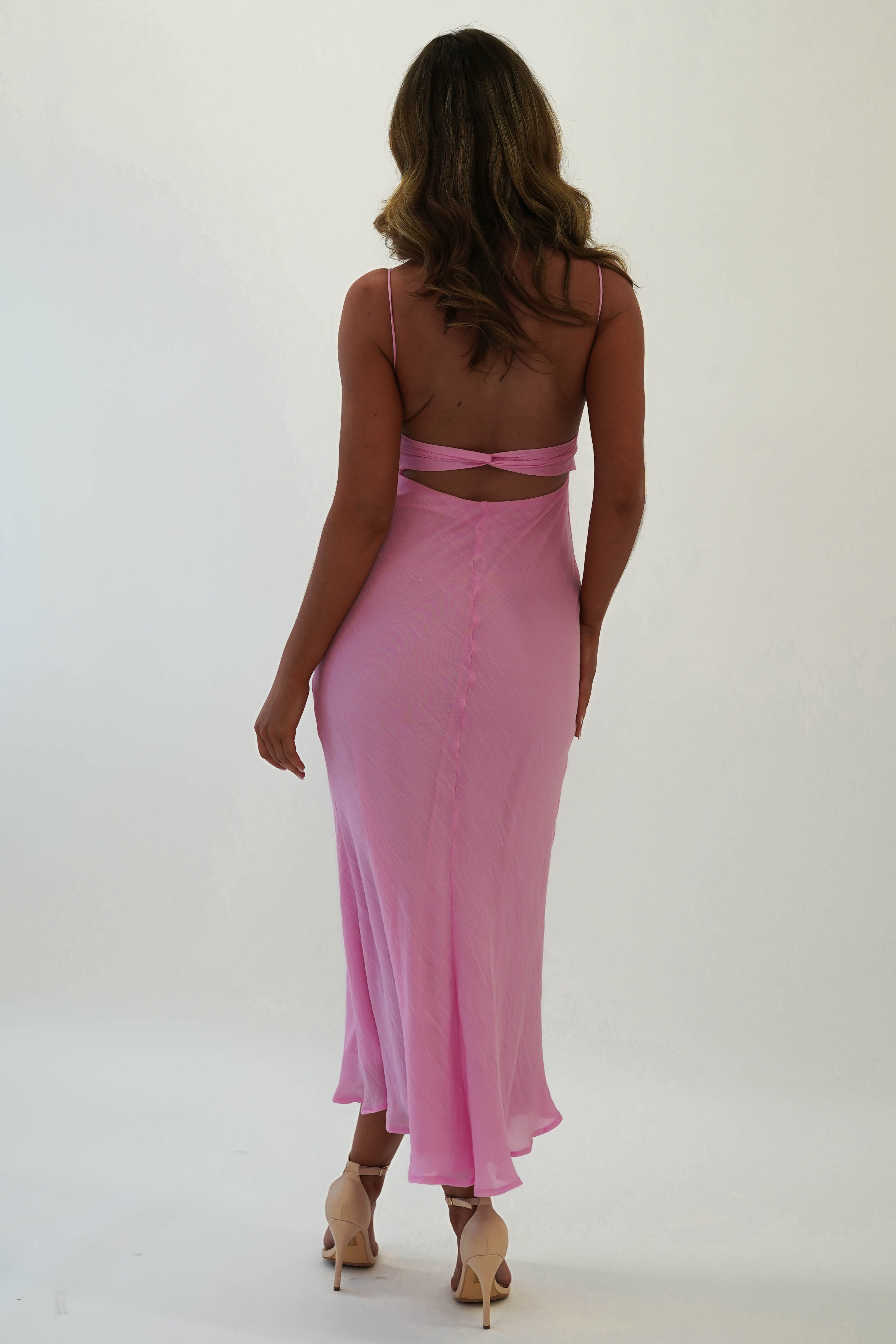 Maya Low Back Midaxi Dress | Pink