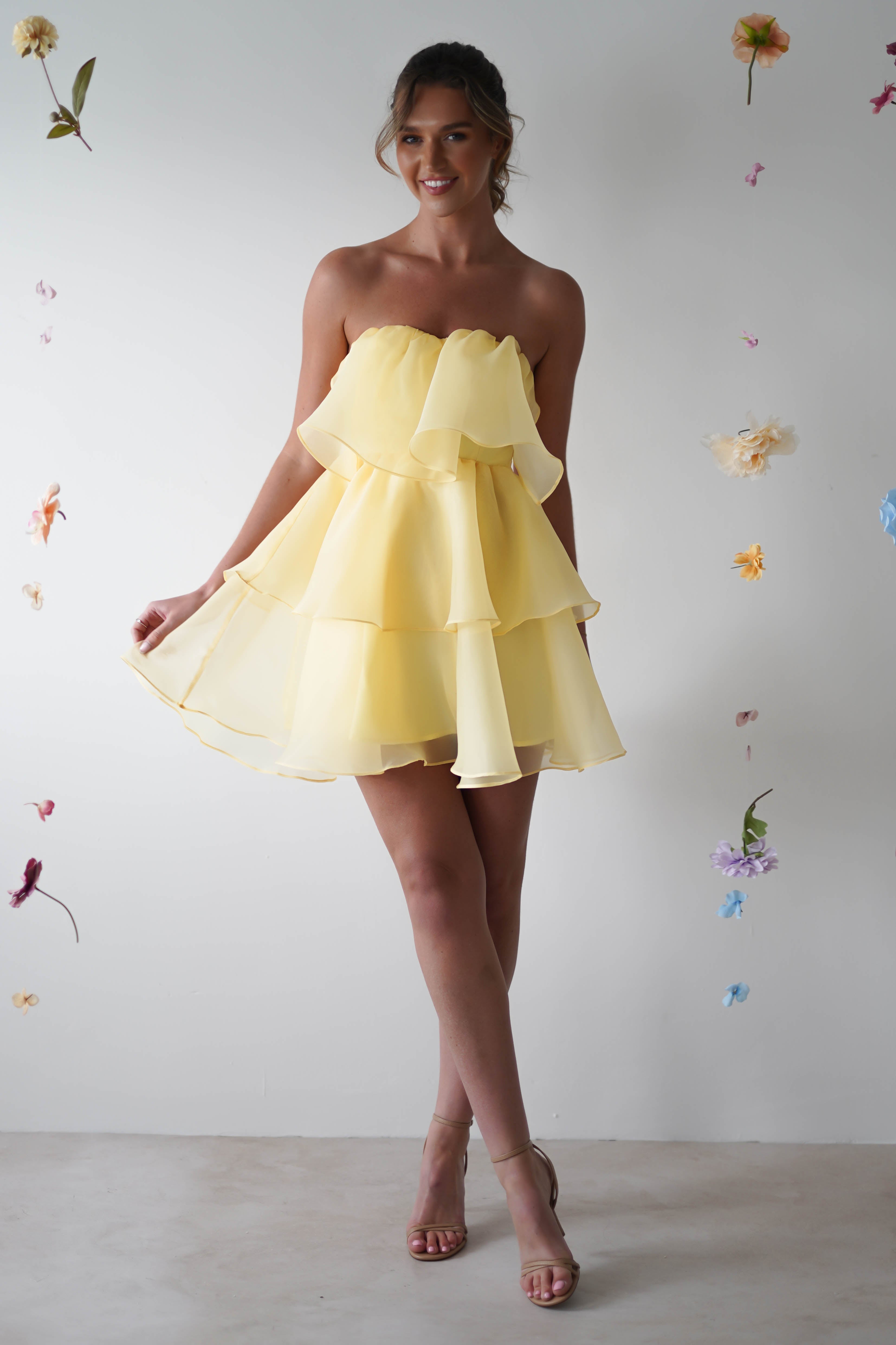 Aribella Frill Mini Dress | Yellow