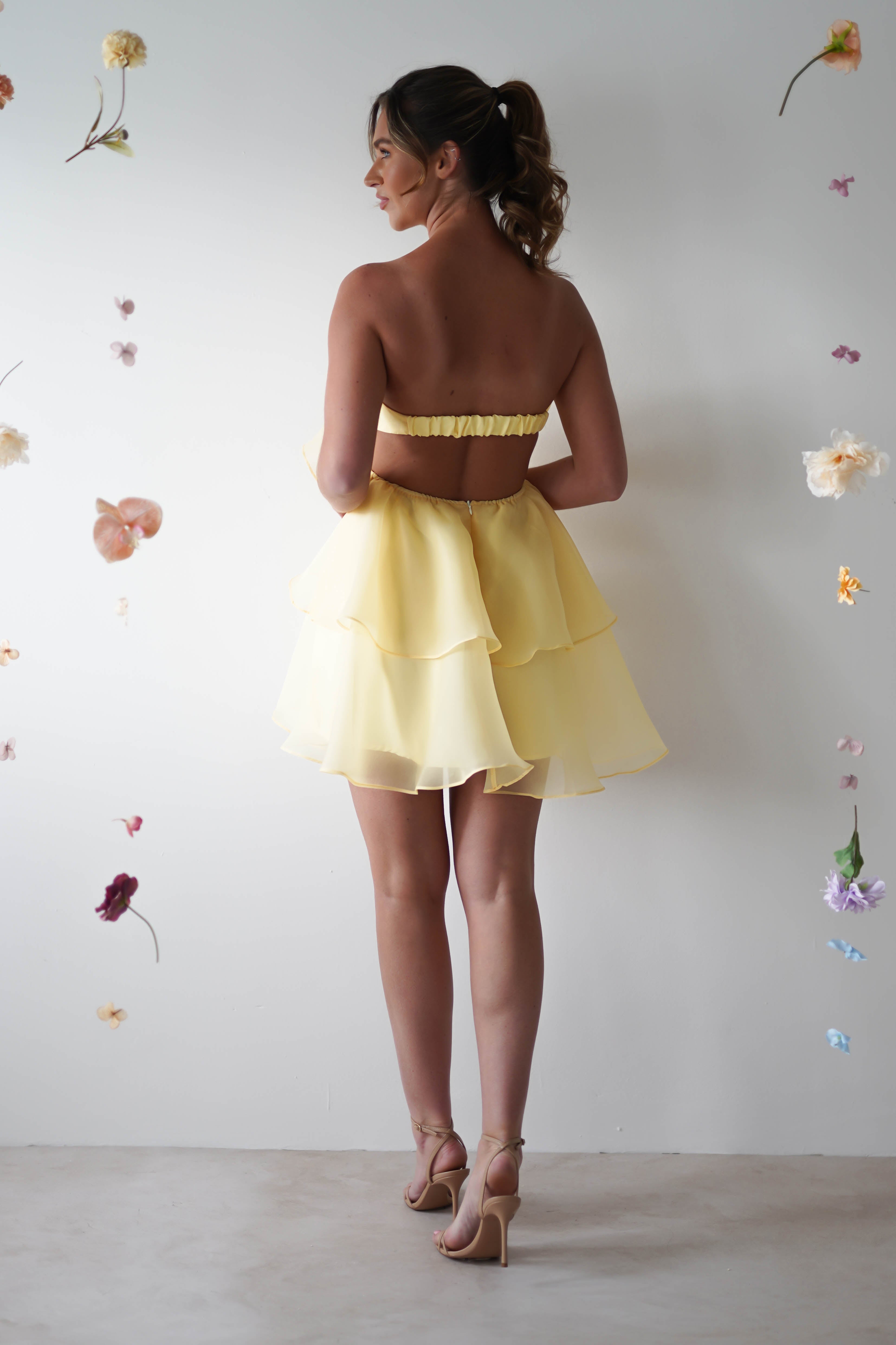 Aribella Frill Mini Dress | Yellow