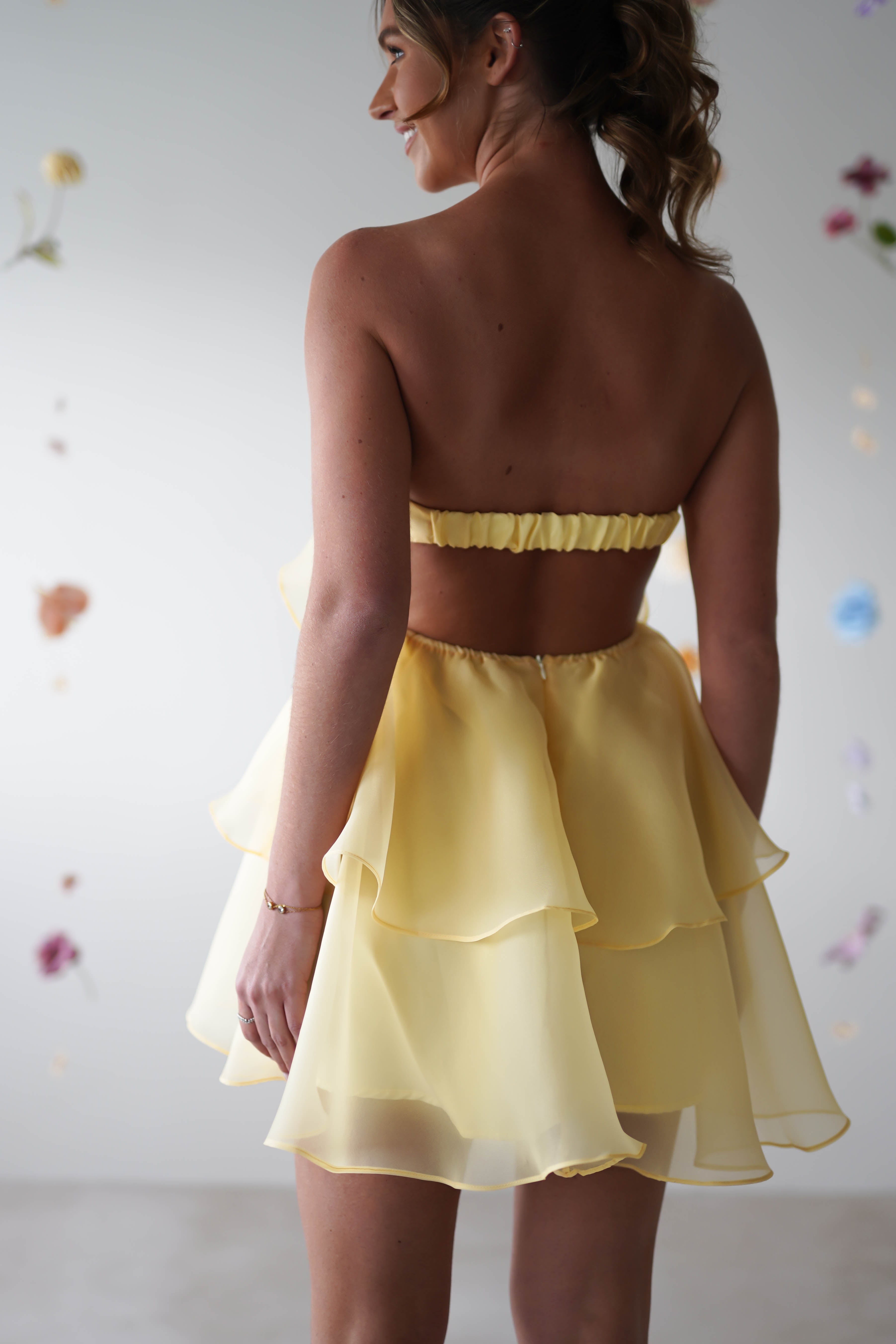 Aribella Frill Mini Dress | Yellow