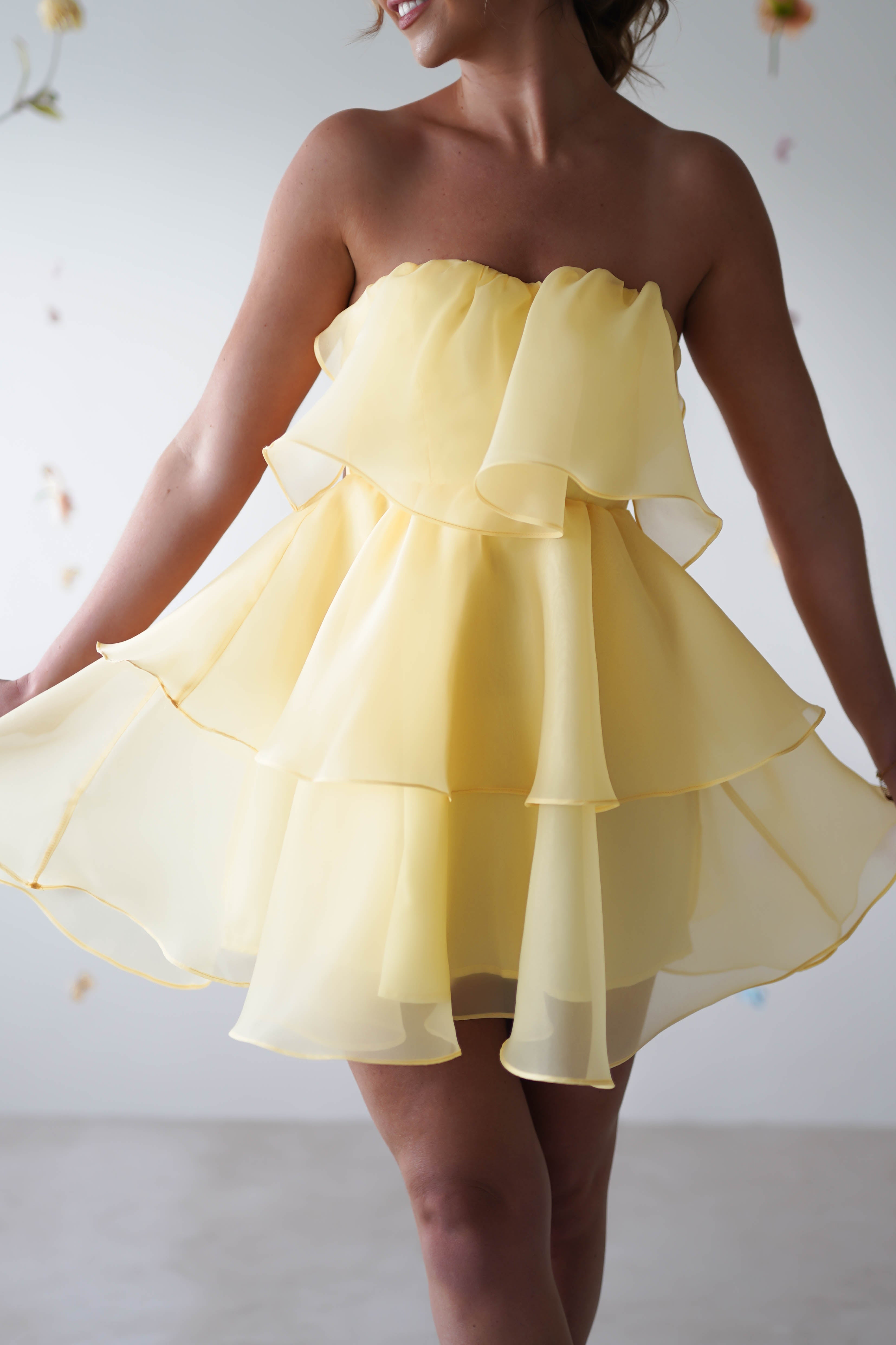 Aribella Frill Mini Dress | Yellow