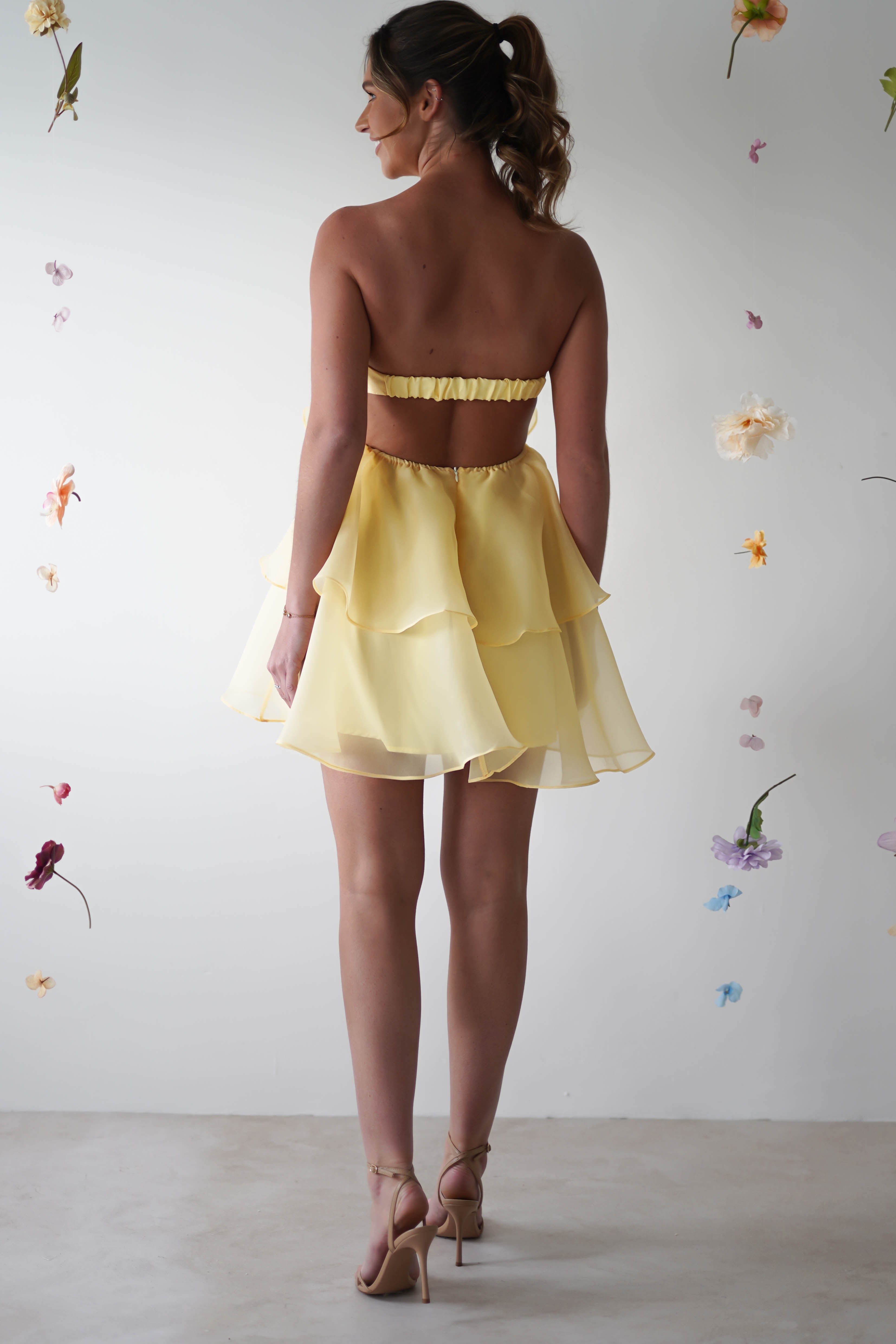 Aribella Frill Mini Dress | Yellow