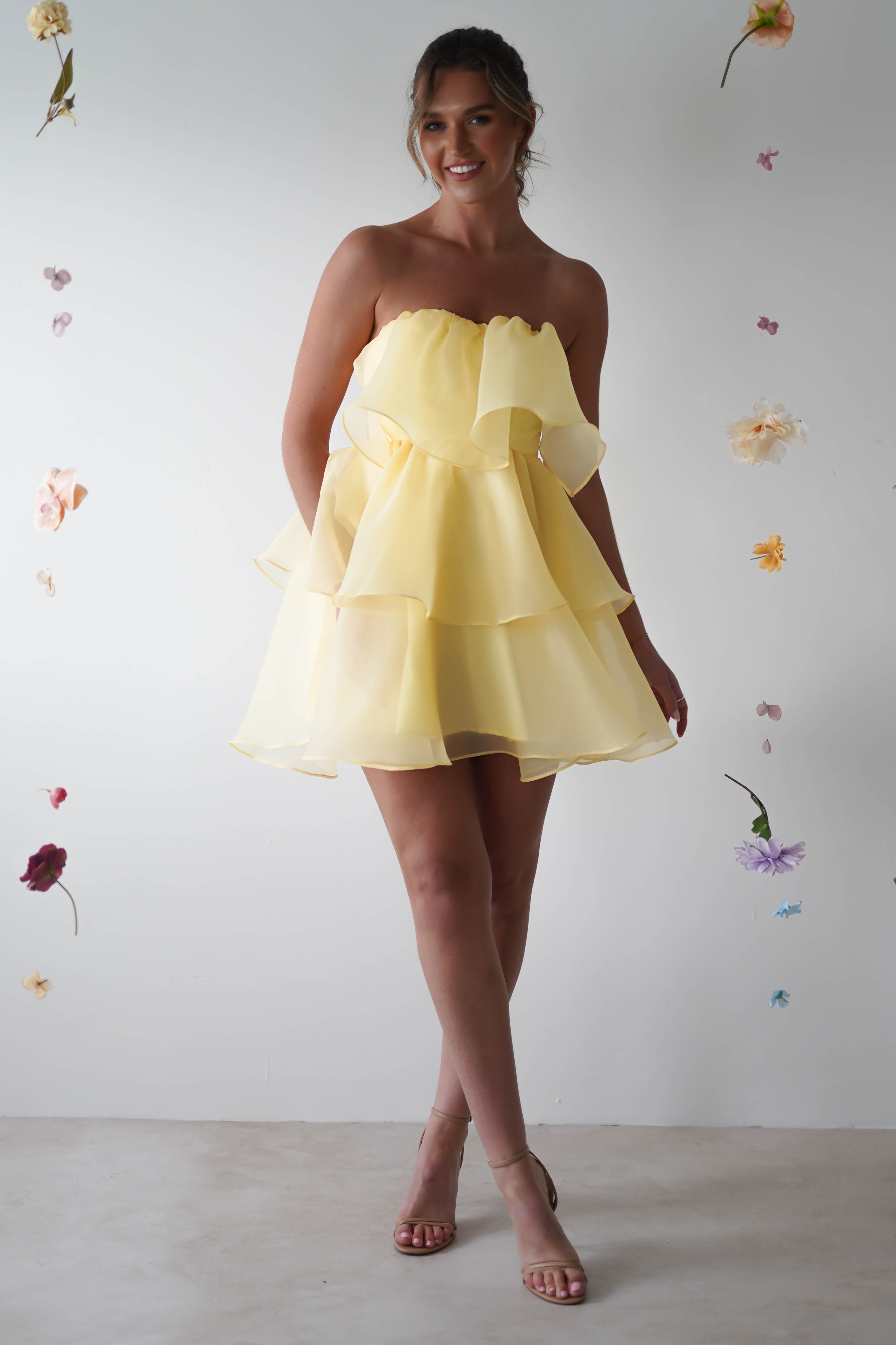 Aribella Frill Mini Dress | Yellow