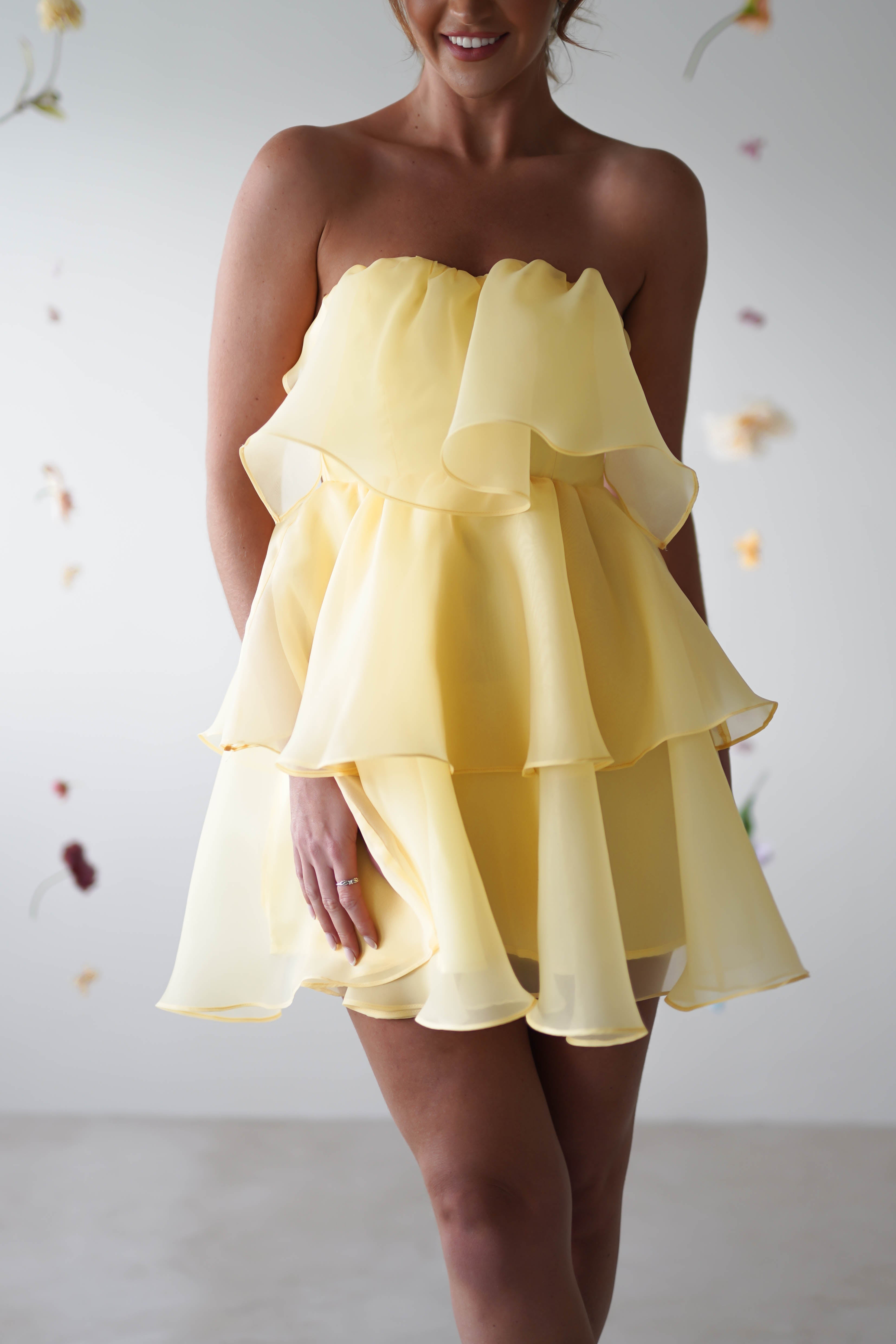 Aribella Frill Mini Dress | Yellow