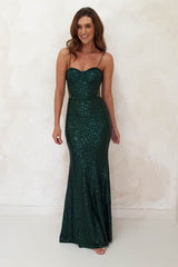 Casia Bodycon Sequin Gown | Emerald Green