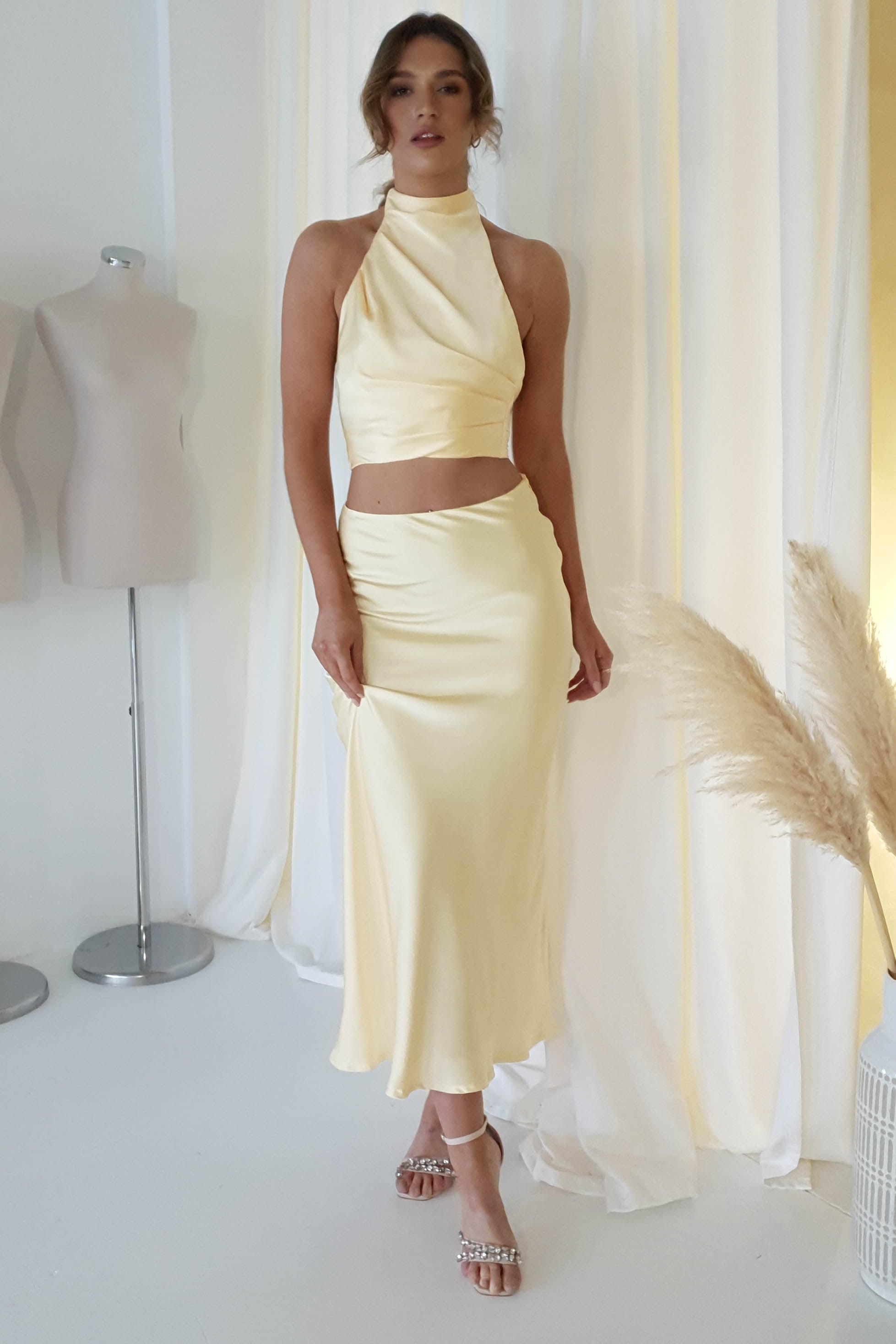 Imogen Satin Maxi Skirt | Yellow