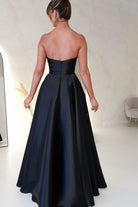 Miya Corset A-Line Satin Gown | Black | Debs & Prom | Formal Gown | Oh Hello Clothing