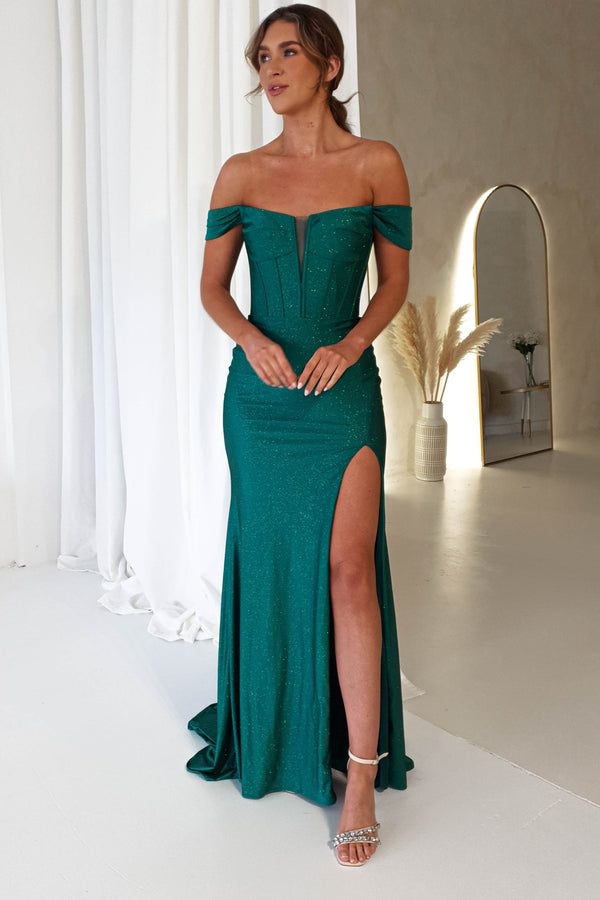 Suzannah Glitter Gown | Emerald Green