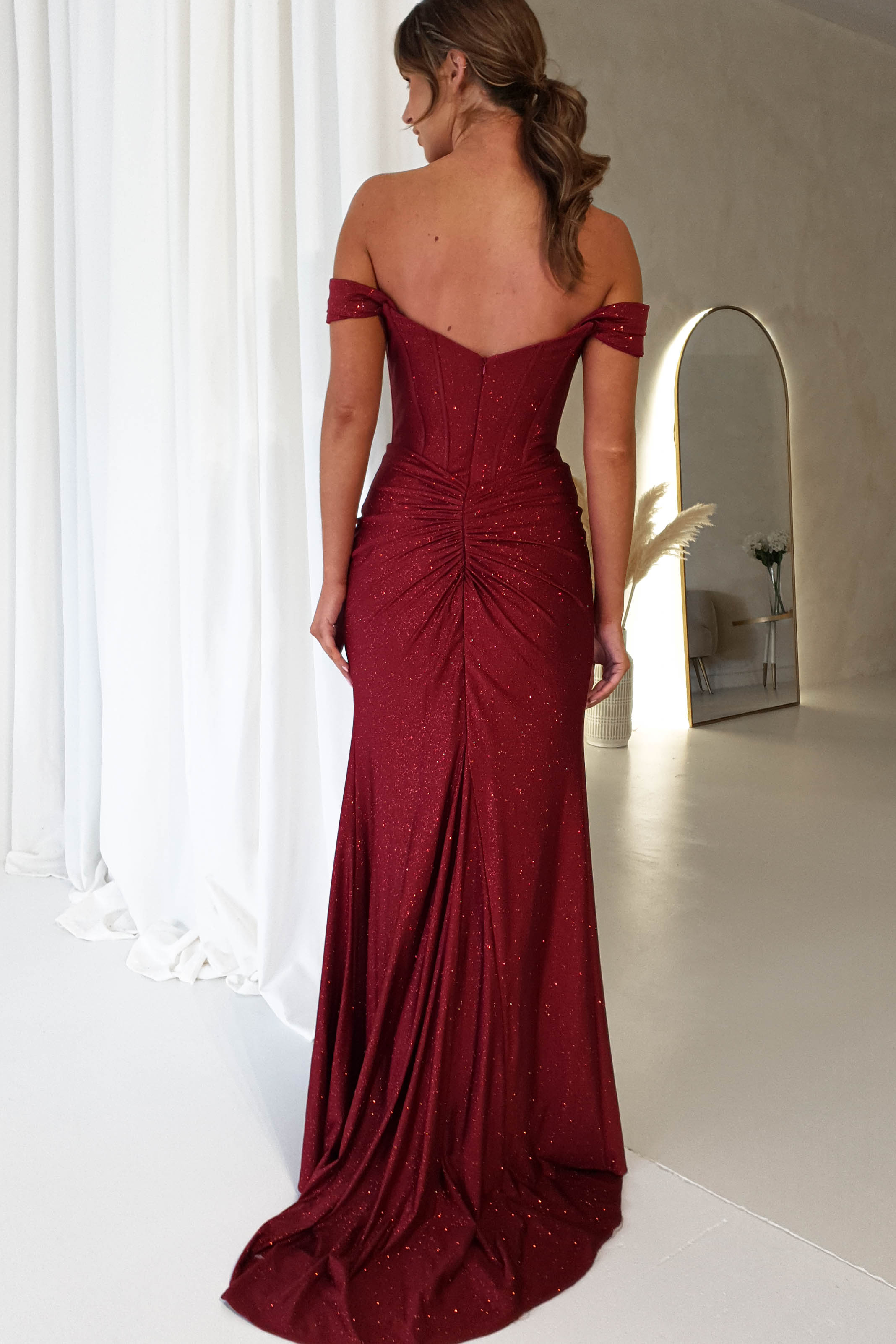 Suzannah Glitter Gown | Dark Red