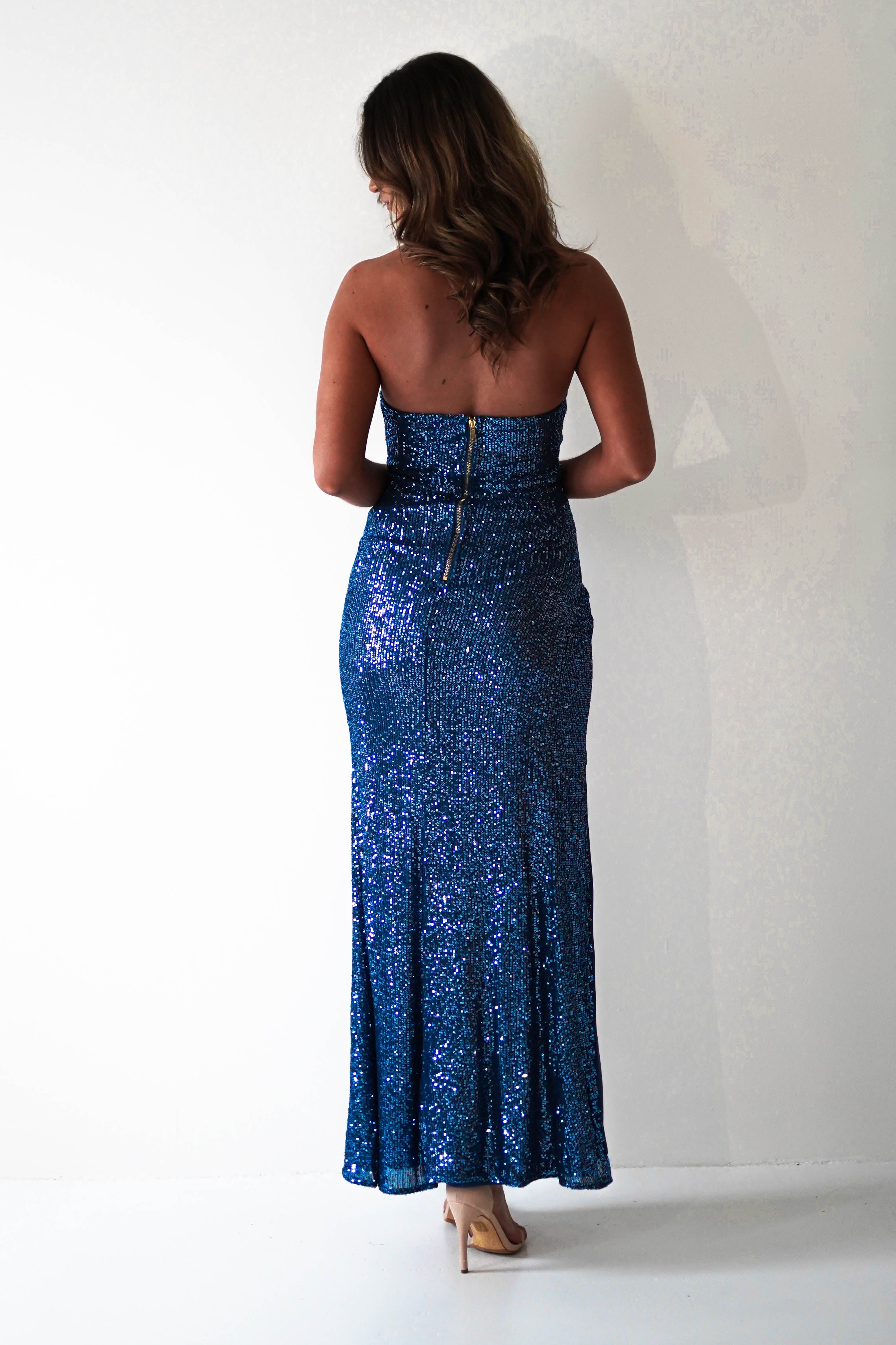 Clarin Sequin Maxi Dress | Lapis Blue