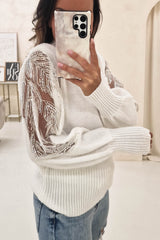 Marianne Embellished Sleeve Jumper | Cream