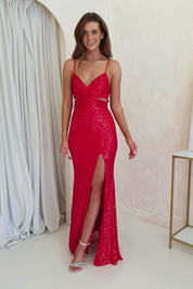 Apollo Bodycon Sequin Gown | Red