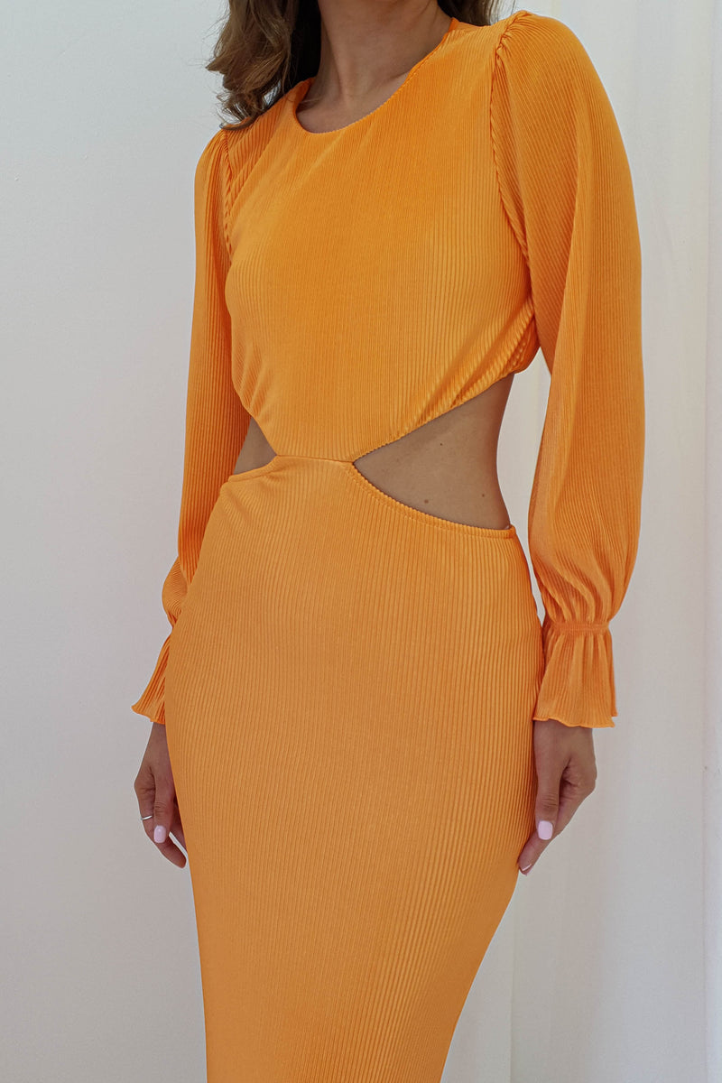 Tavira Plisse Maxi Dress | Orange