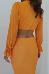 Tavira Plisse Maxi Dress | Orange