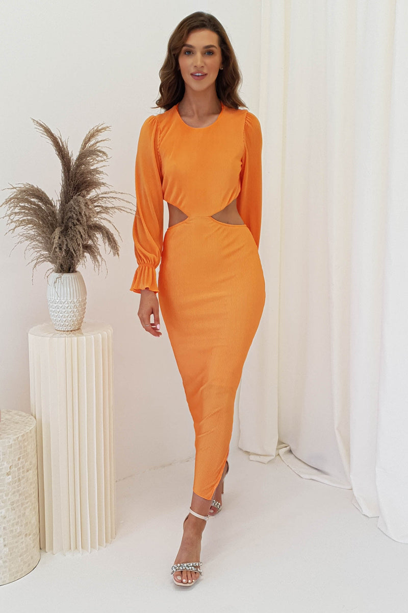 Tavira Plisse Maxi Dress | Orange