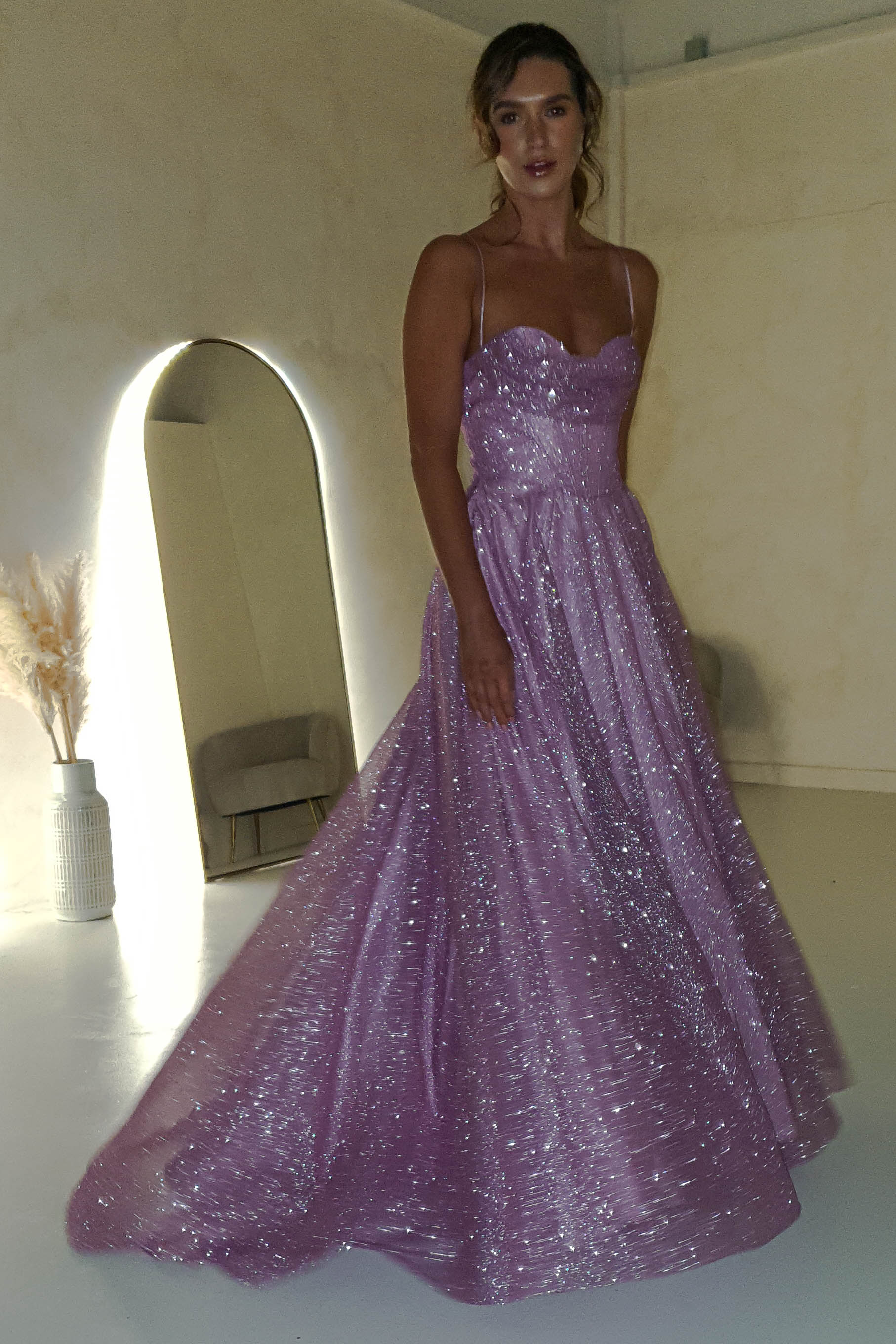 Aurora Corset Glitter Gown | Pink