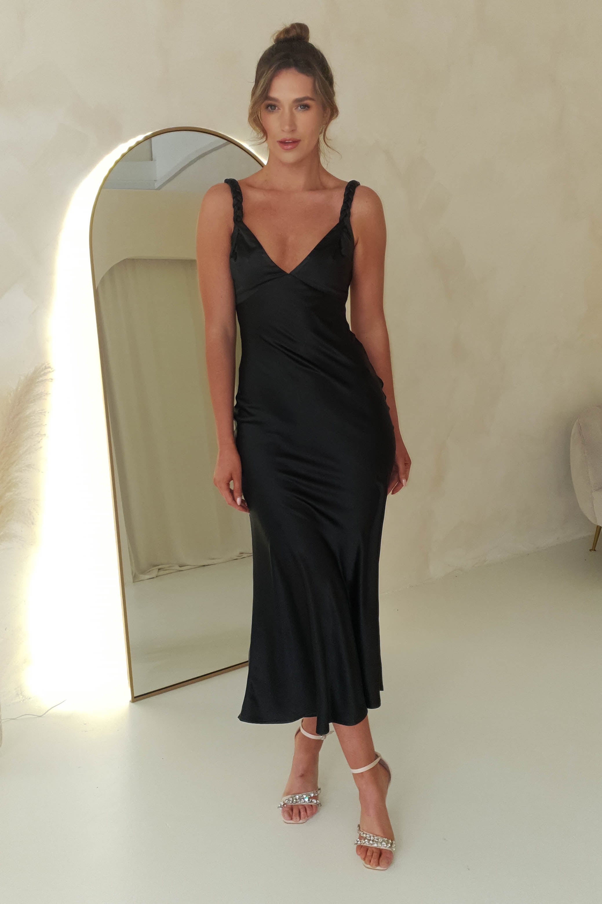 Bethanie Soft Satin Maxi Dress | Black