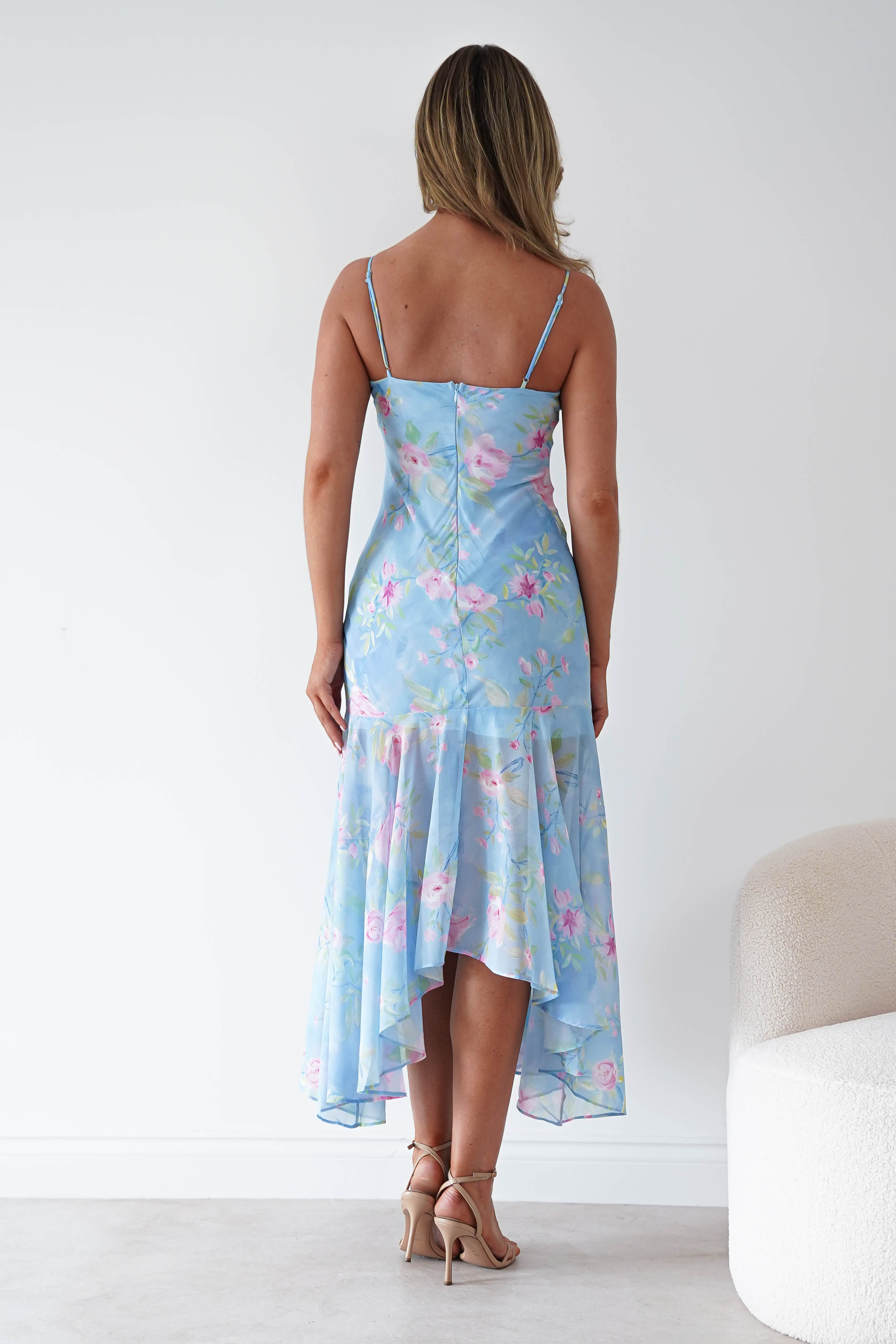 Oh Hello Clothing Women > Clothing > Dresses * DONE Calix Floral Asymmetric Midi Dress | Blue