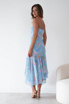 Oh Hello Clothing Women > Clothing > Dresses * DONE Calix Floral Asymmetric Midi Dress | Blue