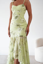 Oh Hello Clothing Women > Clothing > Dresses * DONE Calix Floral Asymmetric Midi Dress | Sage