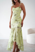 Oh Hello Clothing Women > Clothing > Dresses * DONE Calix Floral Asymmetric Midi Dress | Sage