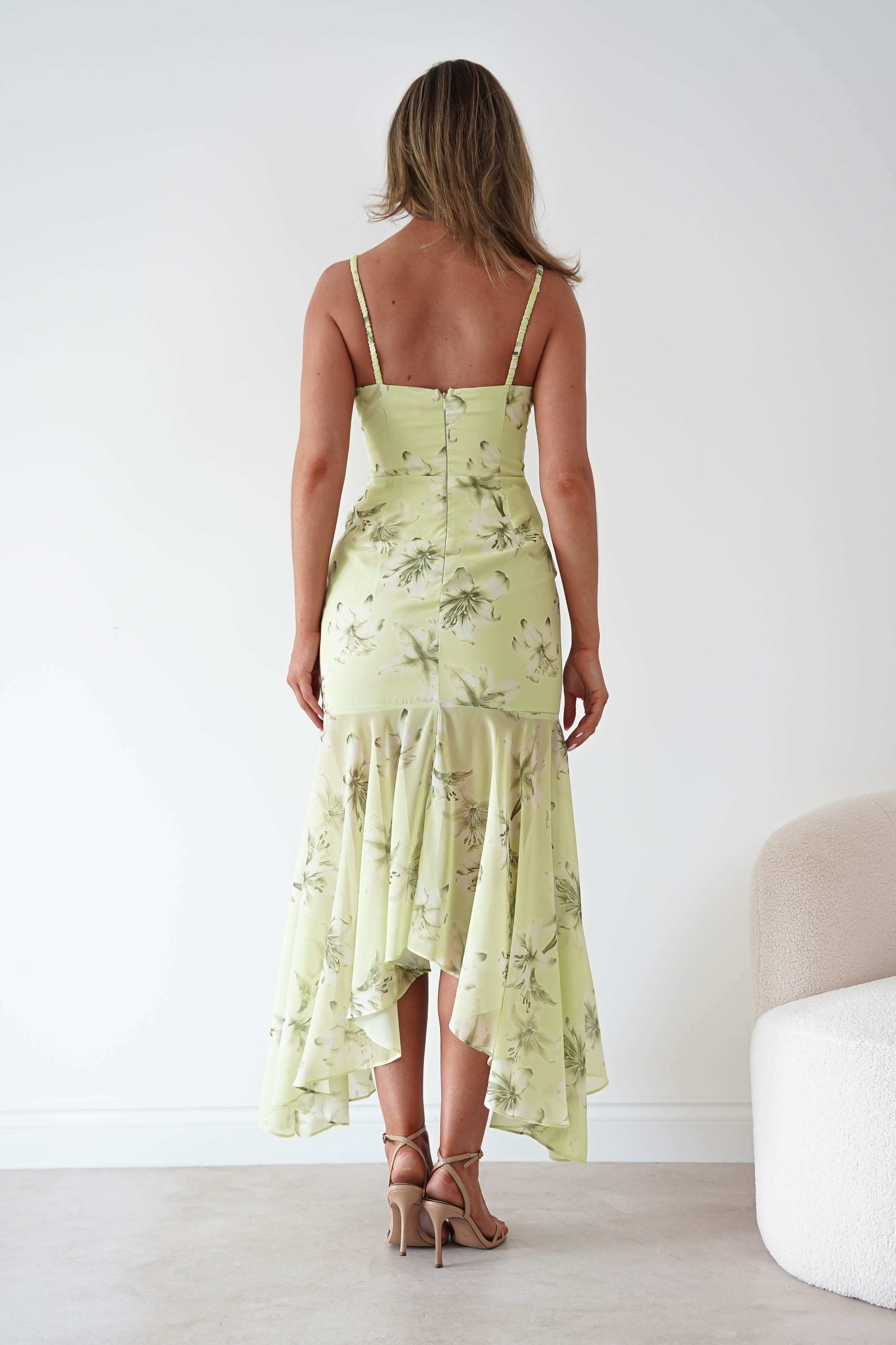 Oh Hello Clothing Women > Clothing > Dresses * DONE Calix Floral Asymmetric Midi Dress | Sage