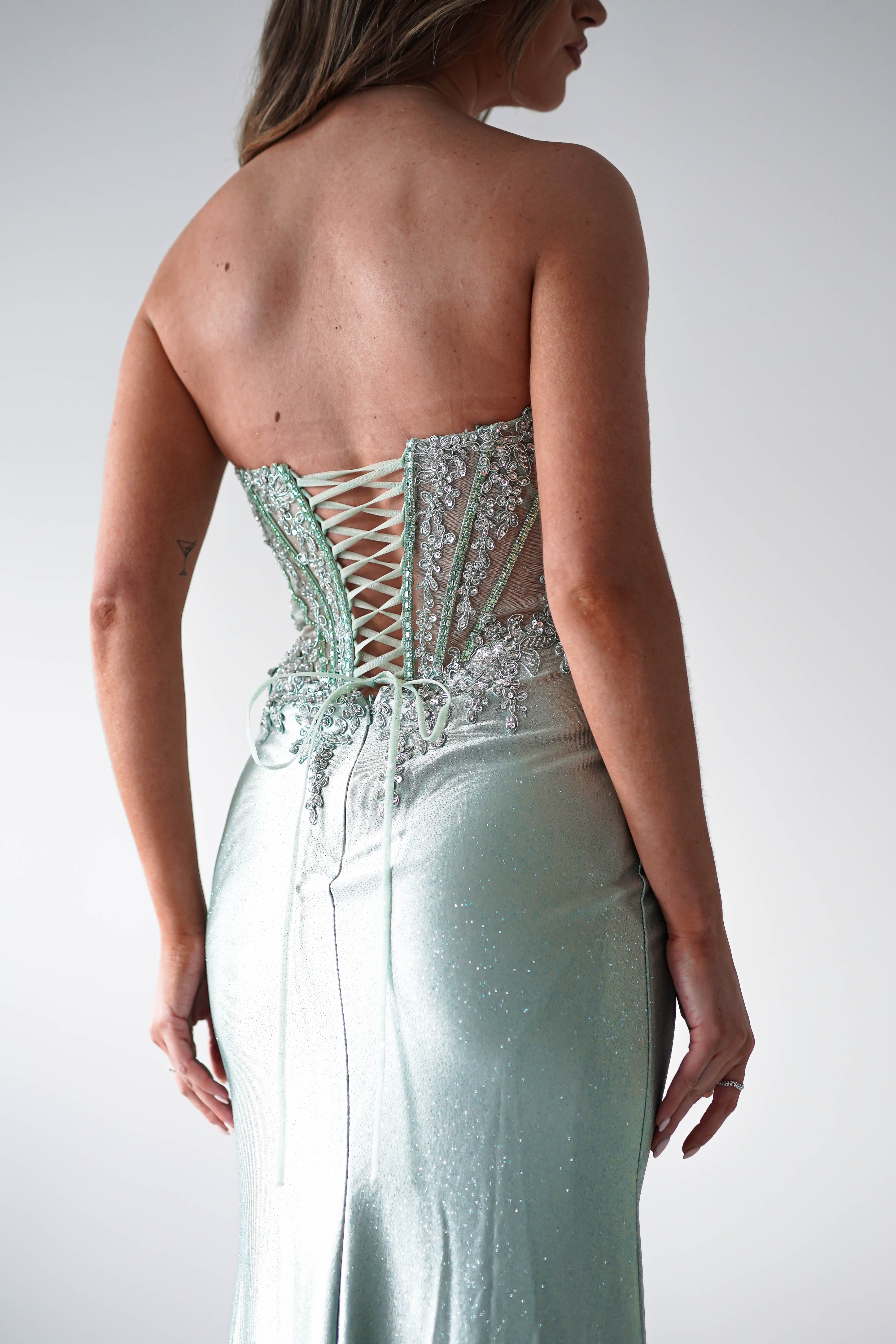 Caspian Embellished Bodycon Gown | Light Green