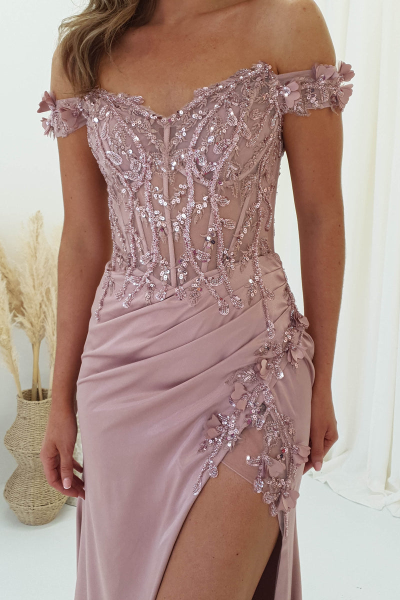 Khacy Embellished Gown | Mauve