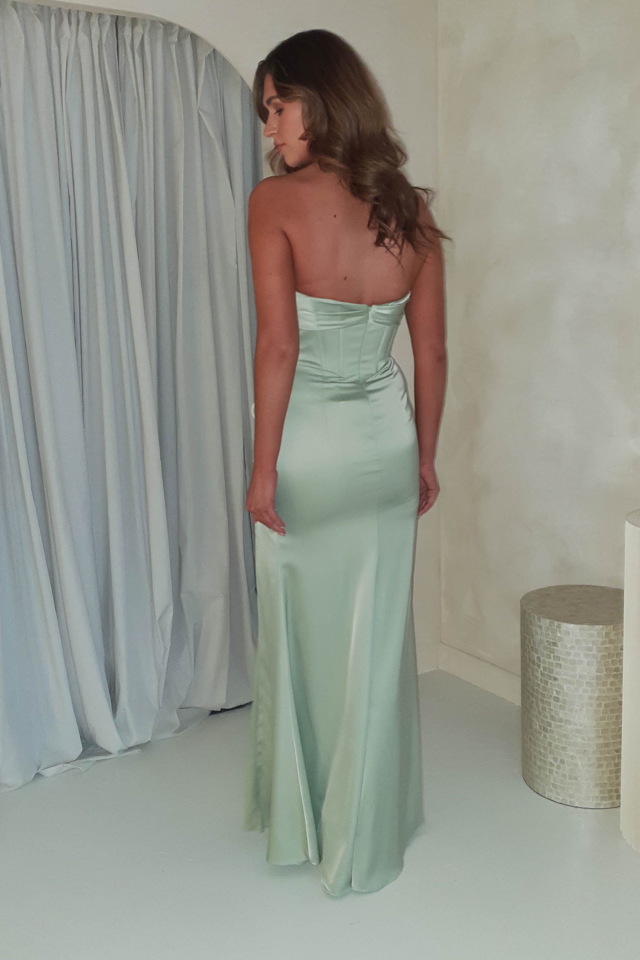Donatella Strapless Gown | Sage Green