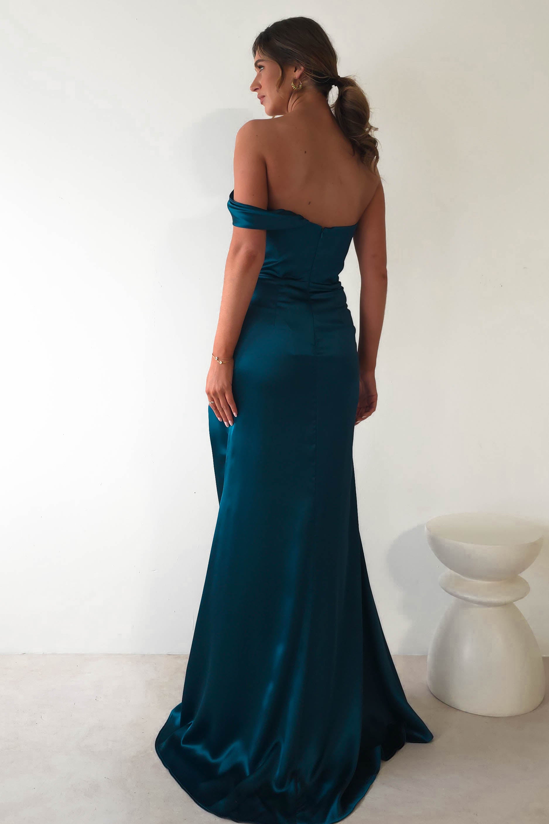 Camille Soft Satin Gown | Teal