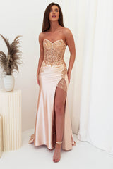 Valiery Corset Beaded Gown | Gold