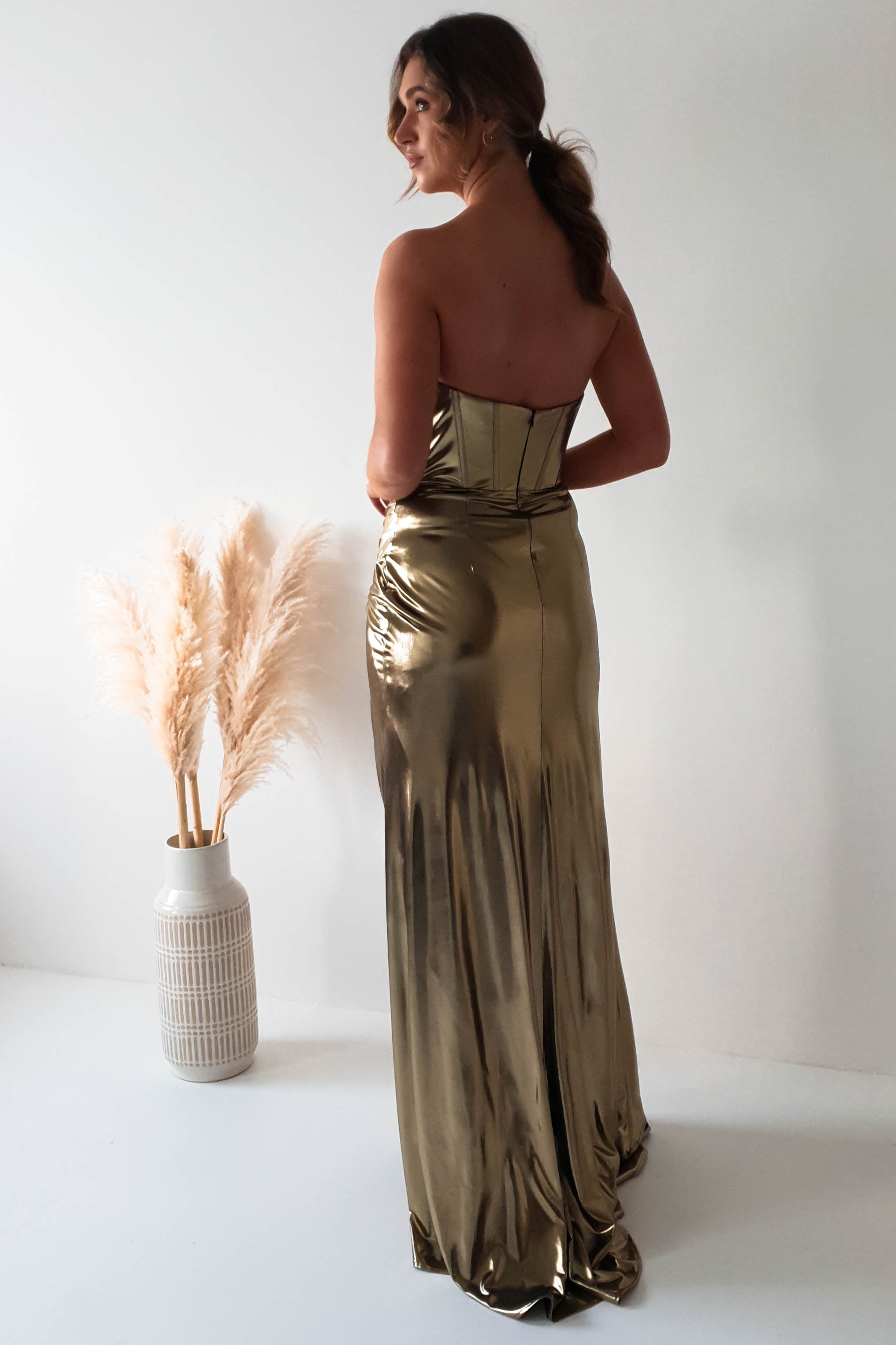 Jeanise Metallic Coset Gown | Gold