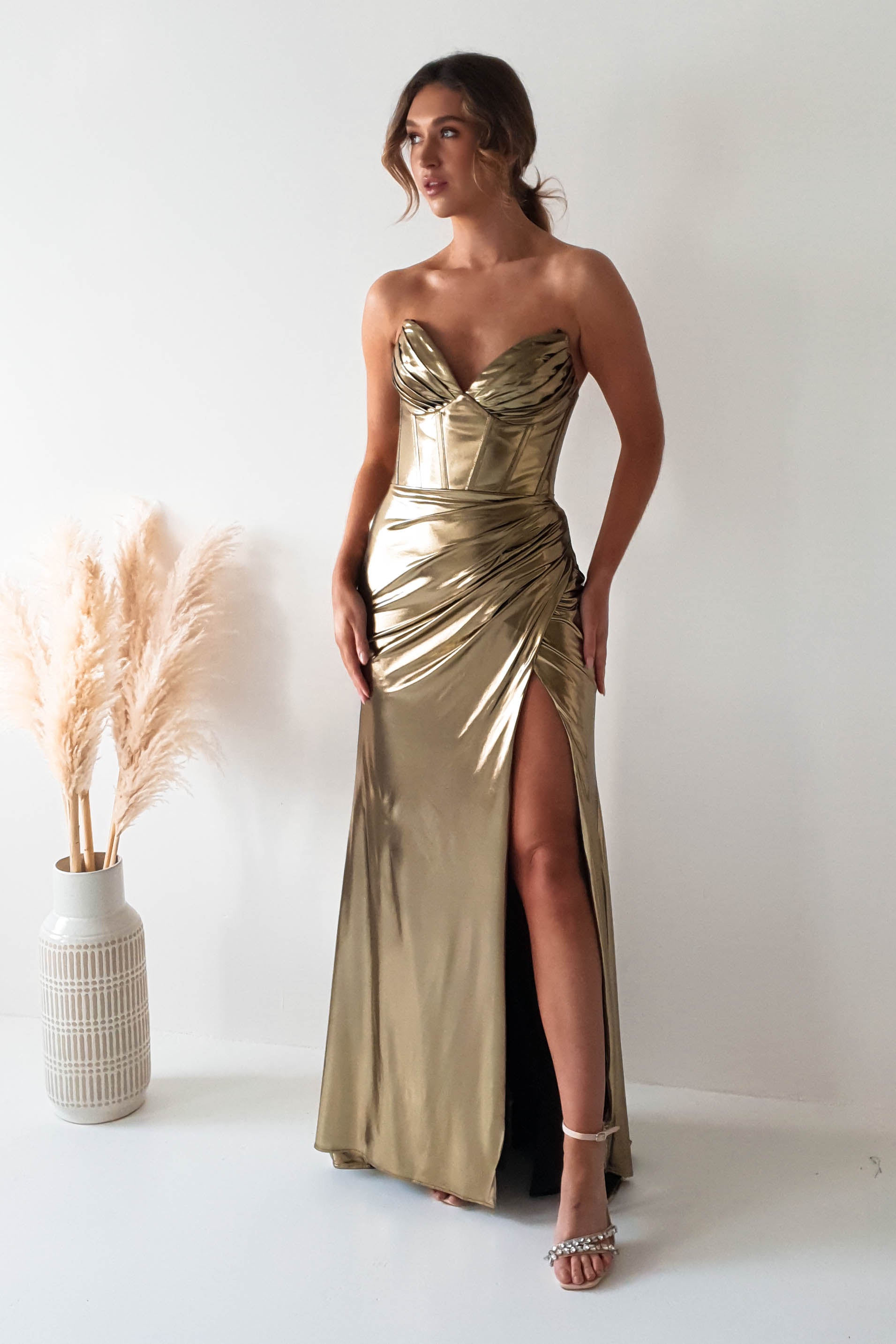 Jeanise Metallic Coset Gown | Gold