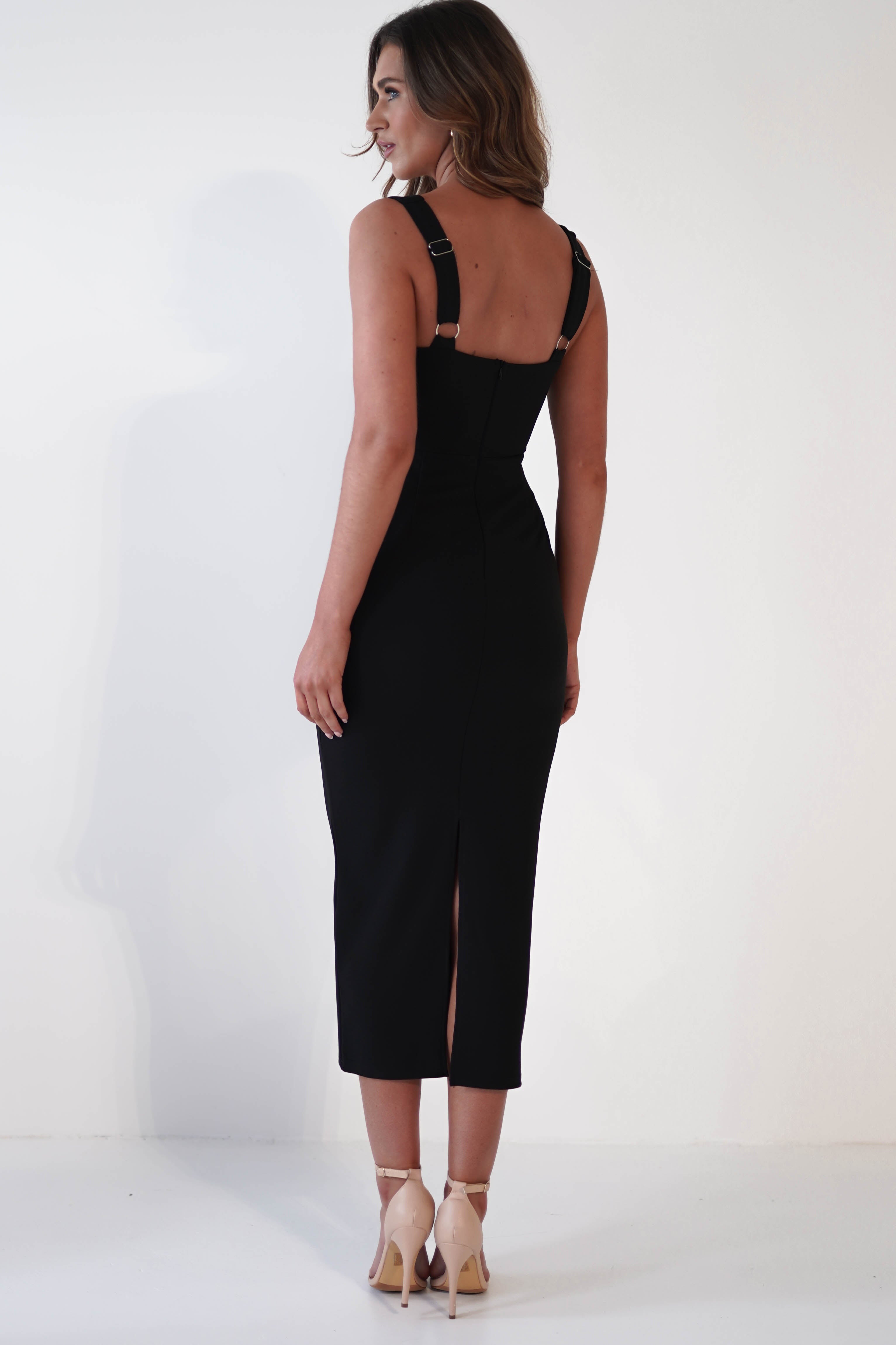 Marixa Bodycon Midi Dress | Black/White