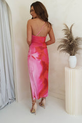 Italia Bodycon Midi Dress | Pink/Red Print
