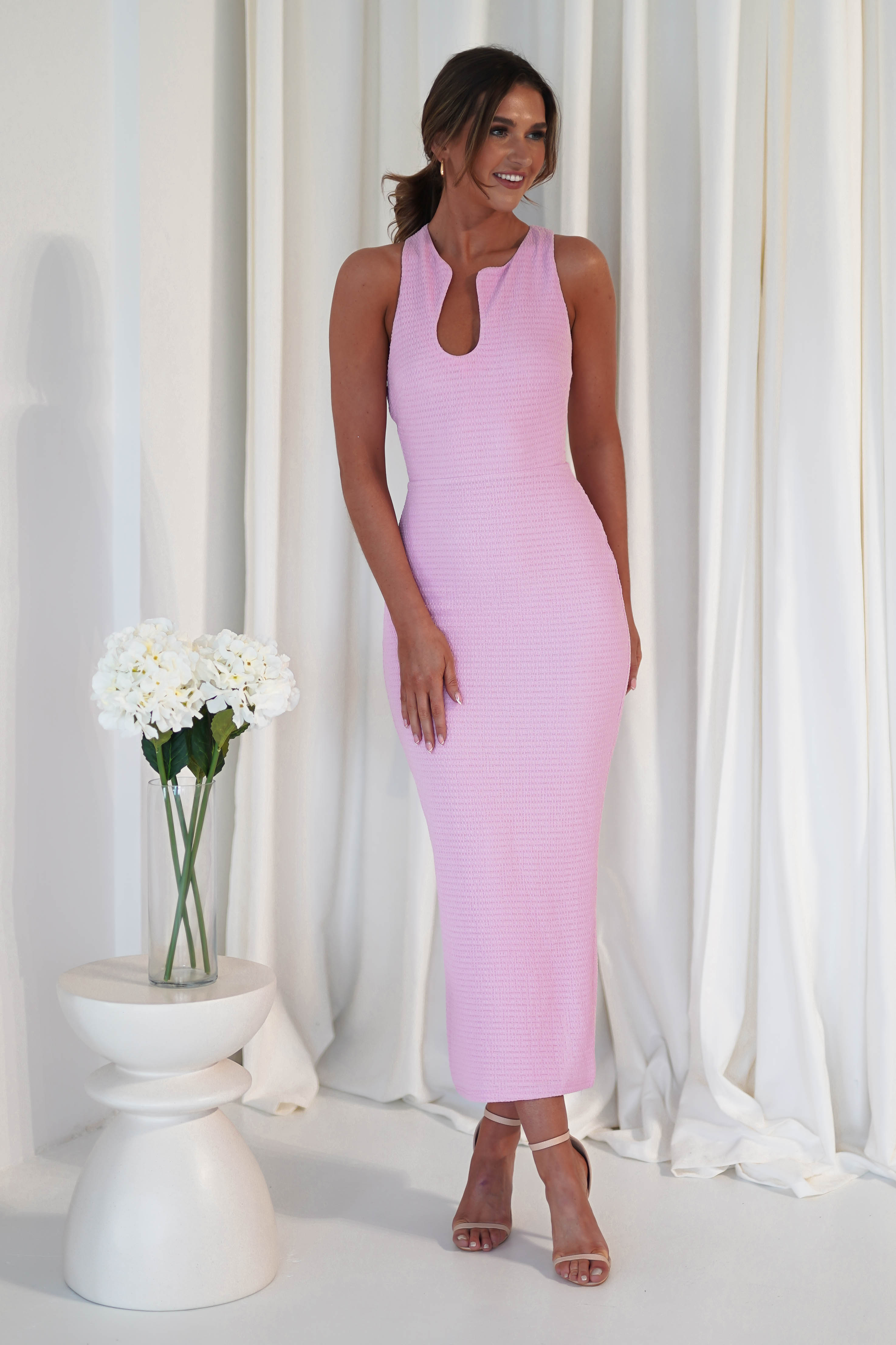 Carmel Textured Maxi Dress | Pink
