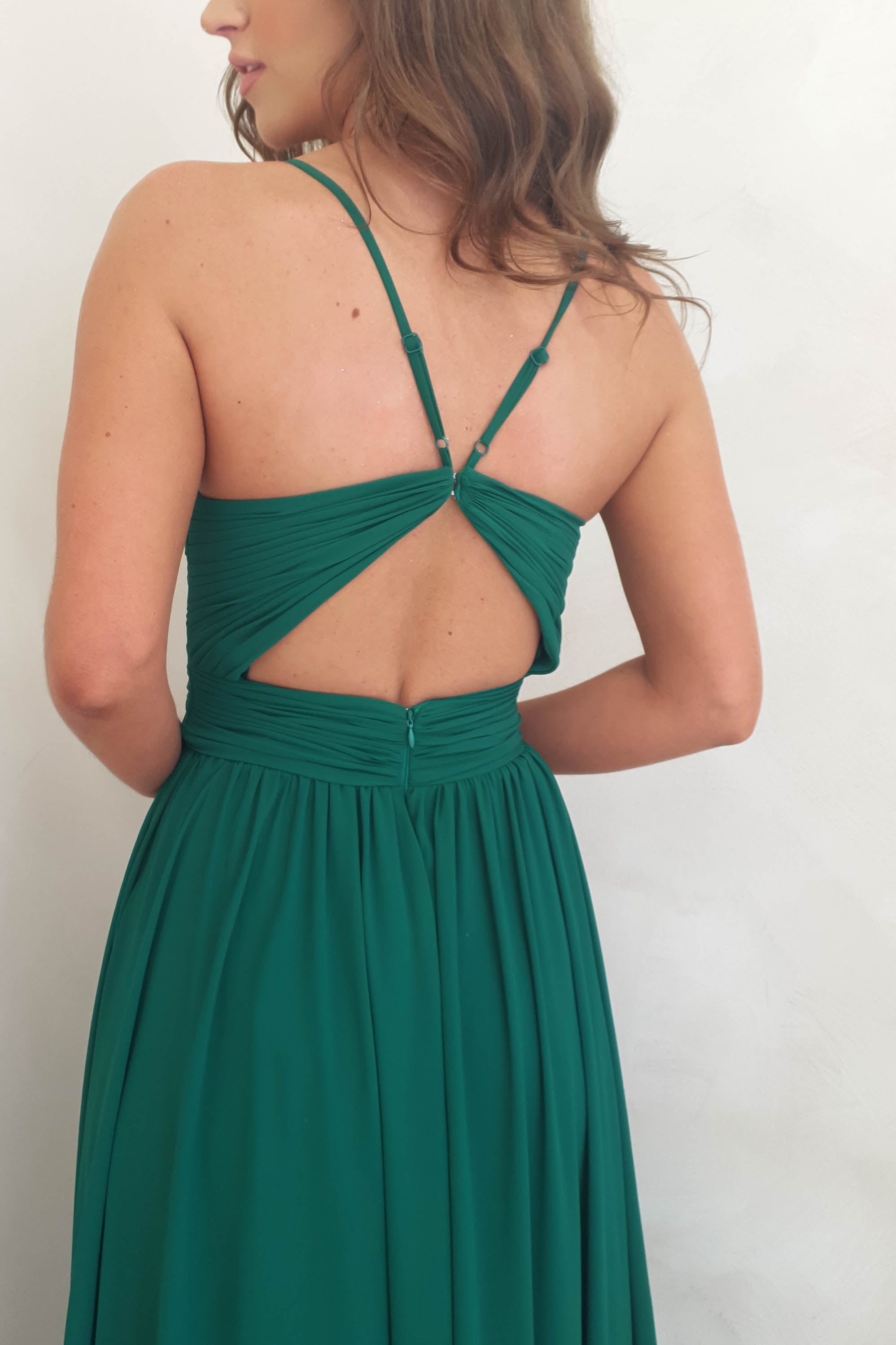 Rosie seidiges Kleid | Waldgrün