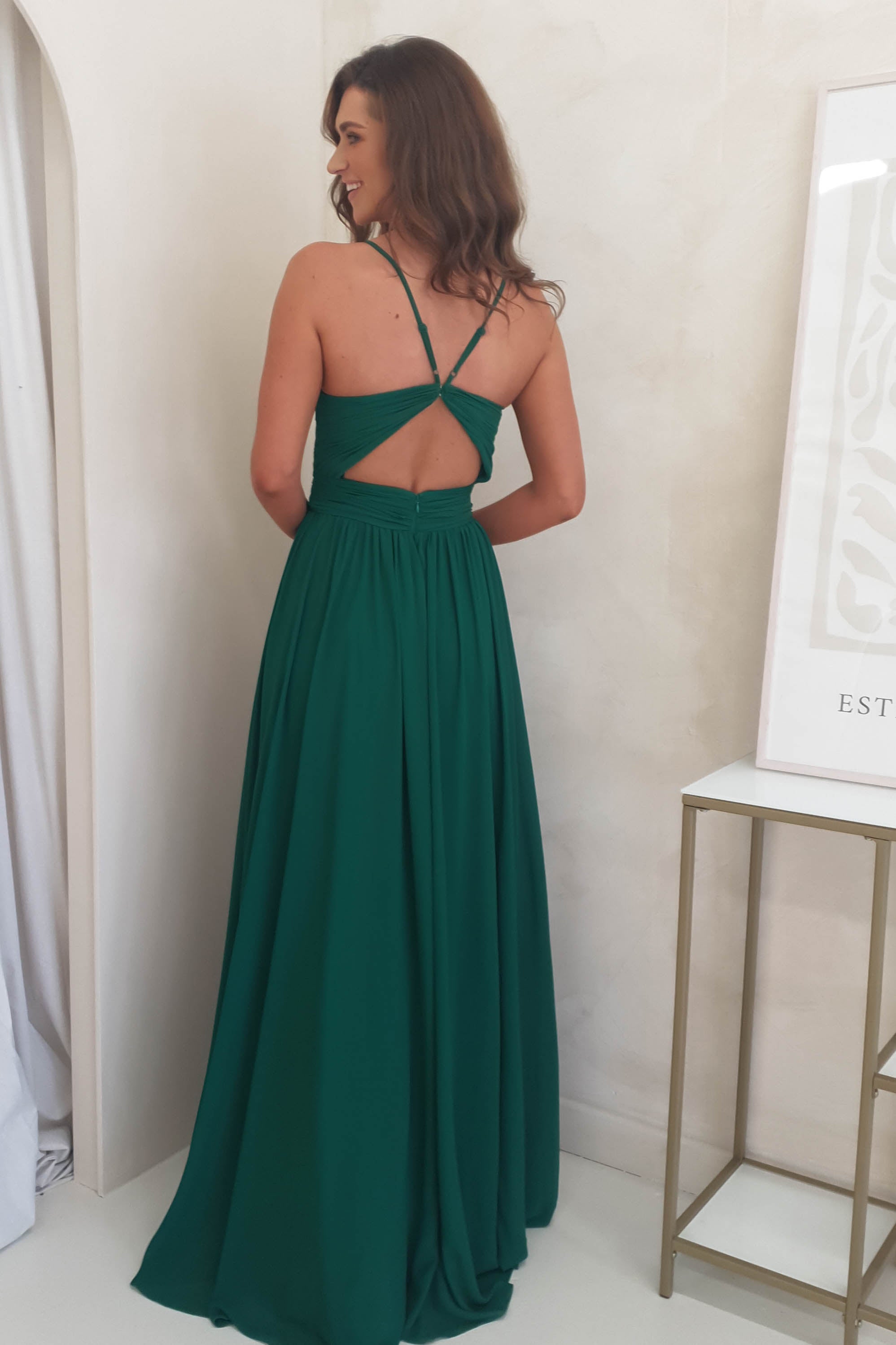 Jedwabna suknia Rosie | Zielony las