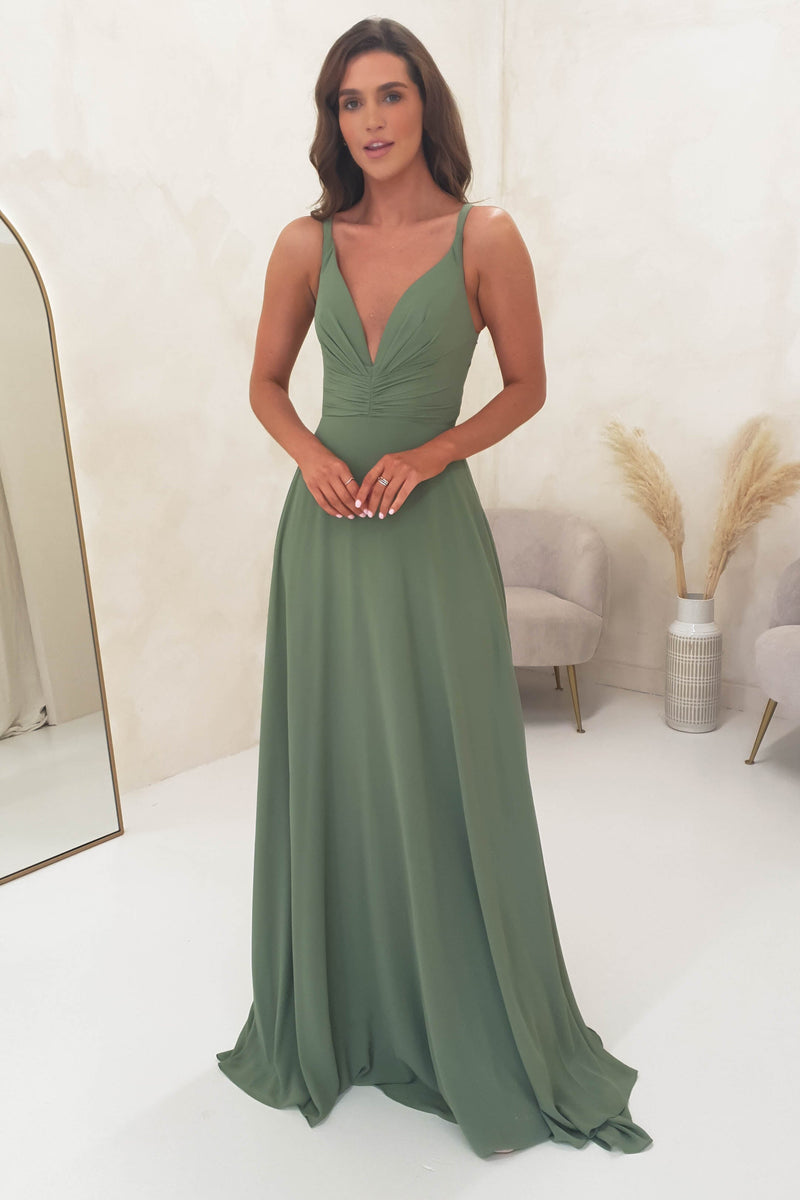 Amalie Chiffon Maxi Dress | Olive